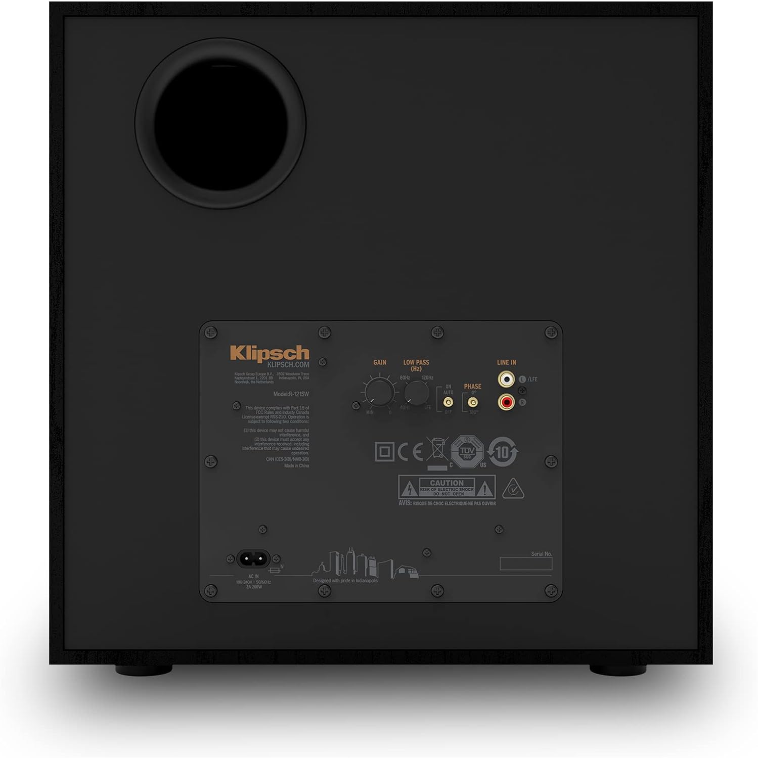Klipsch Reference R-121SW 12” Front-Firing Subwoofer with revamped Spun-Copper thermoformed crystalline Polymer woofers (Certified Refurbished)