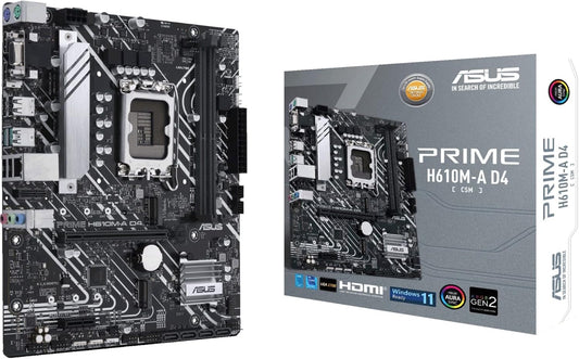 ASUS Prime H610M-A D4-CSM LGA 1700(Intel 12th Gen) Micro-ATX Commercial Motherboard (PCIe 4.0, DDR4, 2xM.2 Slots,1Gb LAN, Rear USB 3.2 Gen 2 Ports, DP/HDMI/D-Sub, SPI-TPM Header, ACCE) (Certified Refurbished)