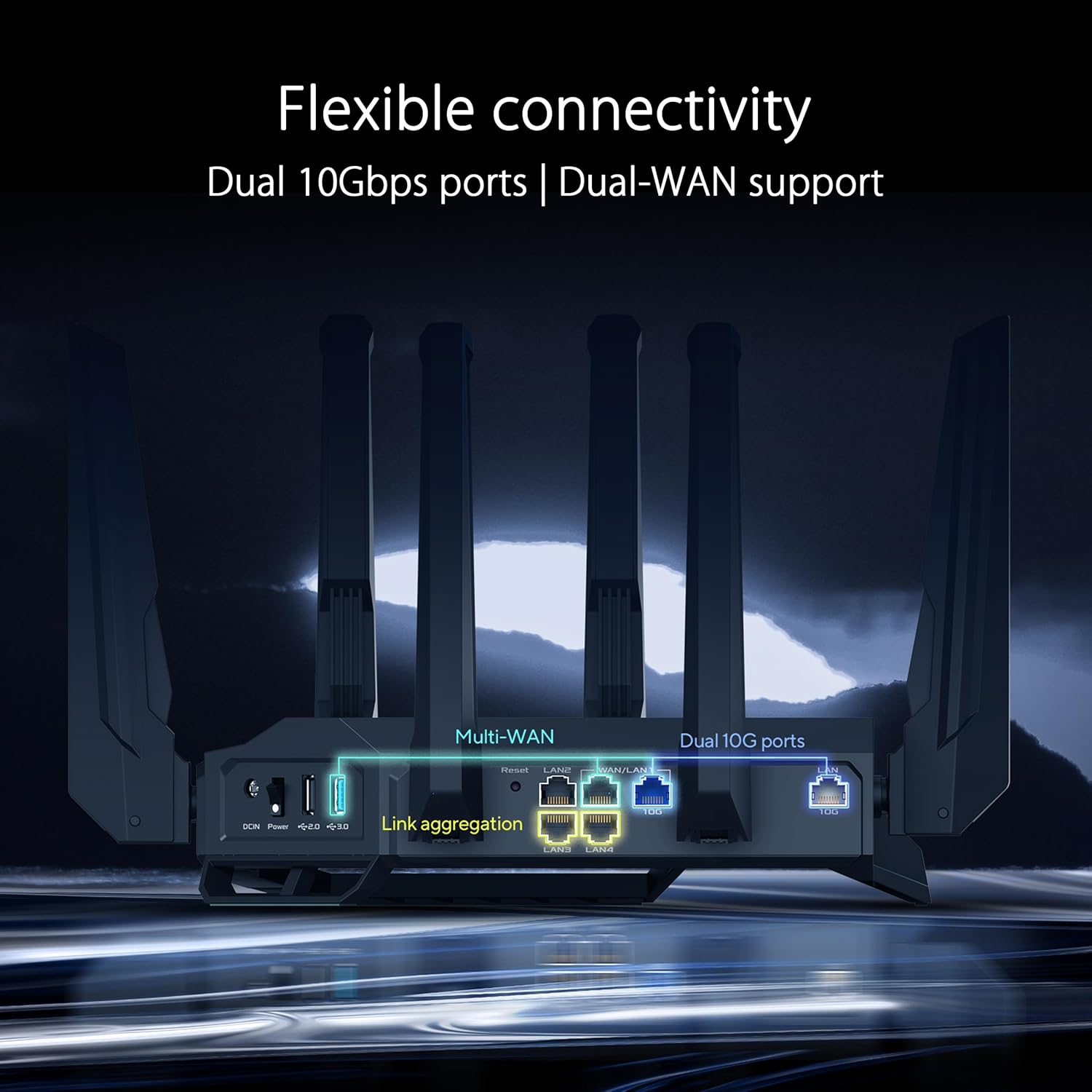 ASUS RT-BE96U(BE19000) Tri-Band WiFi 7 Extendable Router, Support New 320MHz Bandwidth, 4096-QAM, Multi-Link Operation, Dual 10G Ports, Backup WAN, Subscription-Free Network Security, AiMesh Support (Certified Refurbished)