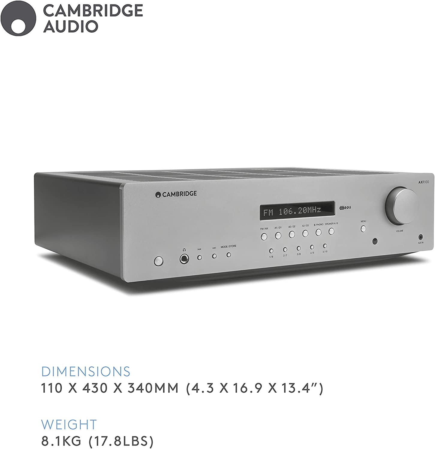 Cambridge Audio AXR100 Stereo Receiver with Bluetooth (Certified Refurbished)