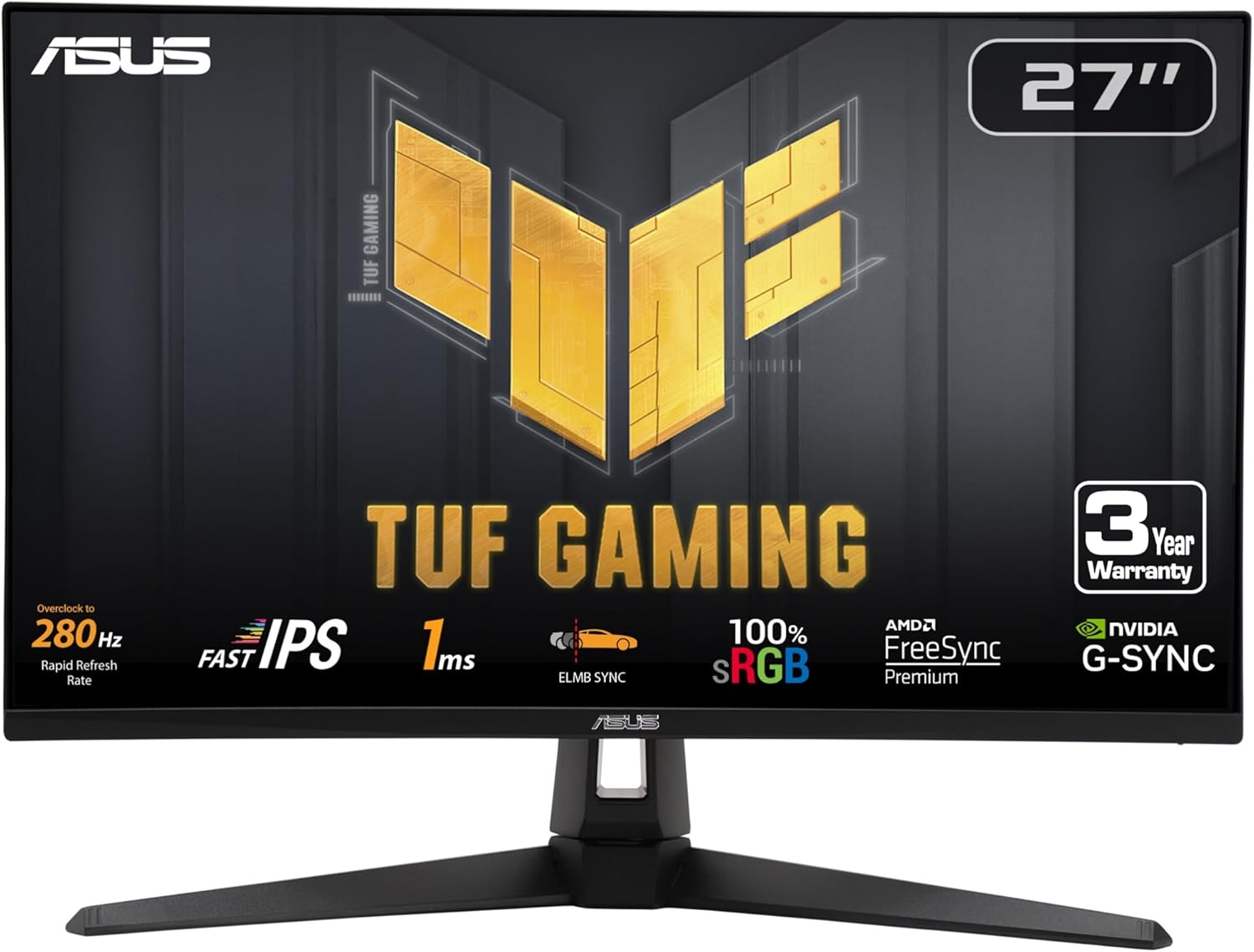 ASUS TUF Gaming 27” 1080P HDR Monitor (VG279QM1A) - Full HD (1920 x 1080), 280Hz, 1ms, Fast IPS, Extreme Low Motion Blur Sync, Freesync Premium, G-SYNC Compatible, Speakers, Variable Overdrive (Certified Refurbished)