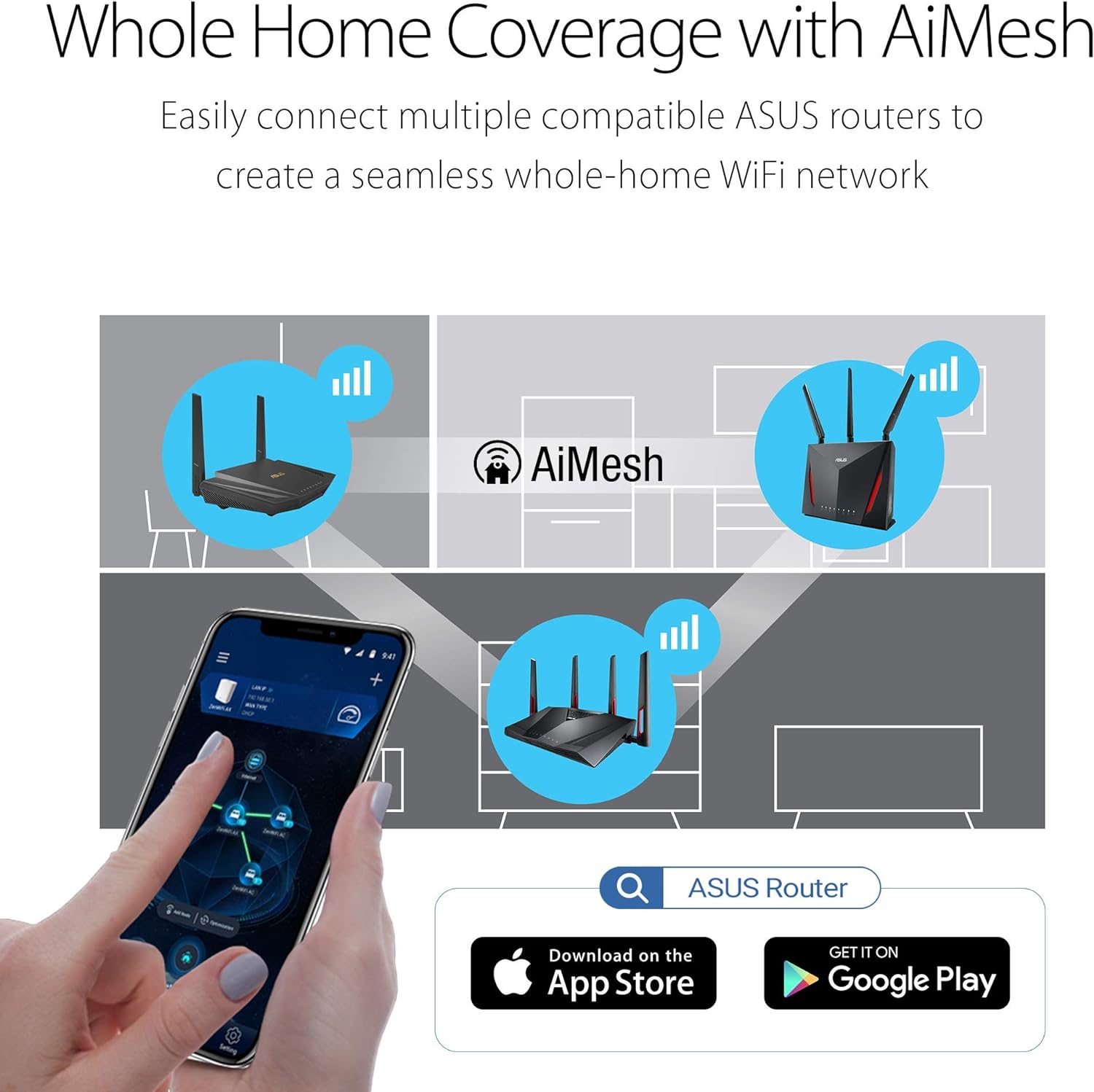 ASUS RT-AX55 (AX1800) Dual Band WiFi 6 Extendable Router, Subscription-Free Network Security, Instant Guard, Parental Controls, Built-in VPN, AiMesh Compatible, Gaming & Streaming, Smart Home (Certified Refurbished)