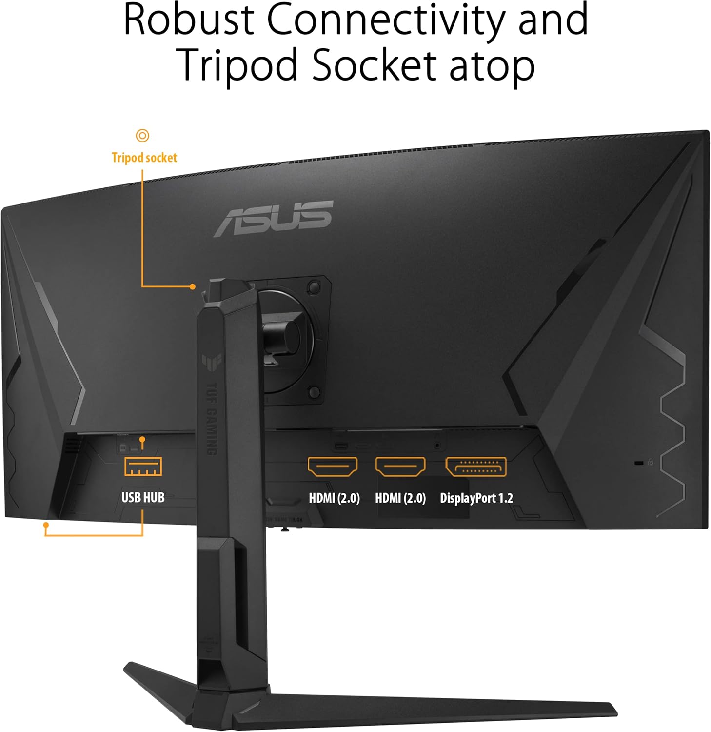 ASUS TUF Gaming 34” Ultra-Wide Curved HDR Monitor (VG34VQEL1A) - 21:9, UWQHD (3440 x 1440), 100Hz, Extreme Low Motion Blur, FreeSync, 1ms, DisplayPort, HDMI, USB, Tripod Socket, Height Adjustable (Certified Refurbished)