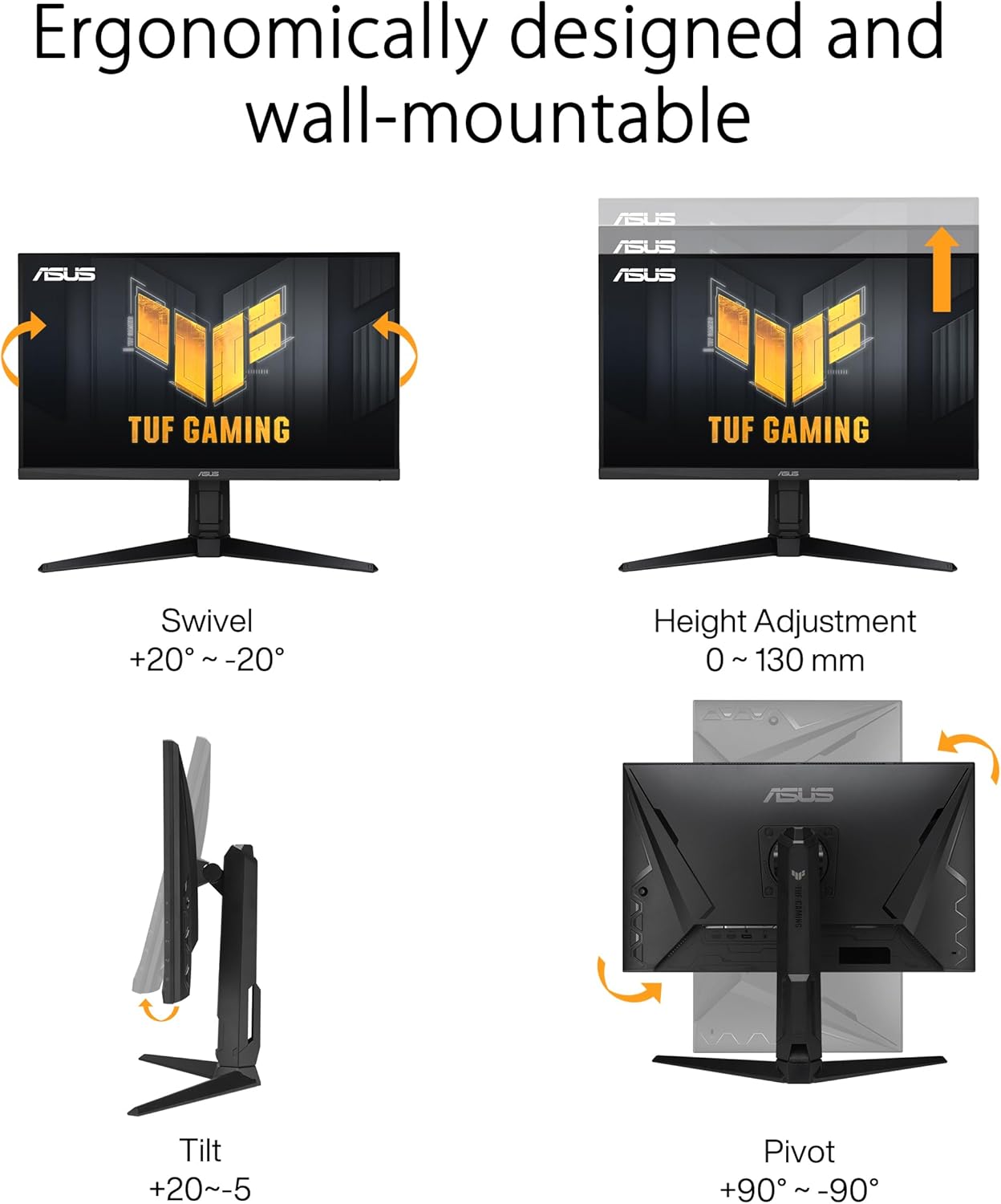 ASUS TUF Gaming 27” 1440P Gaming Monitor (VG27AQML1A) - QHD (2560 x 1440), 260Hz, 1ms, Fast IPS, Extreme Low Motion Blur Sync, G-SYNC Compatible, Freesync Premium (Certified Refurbished)