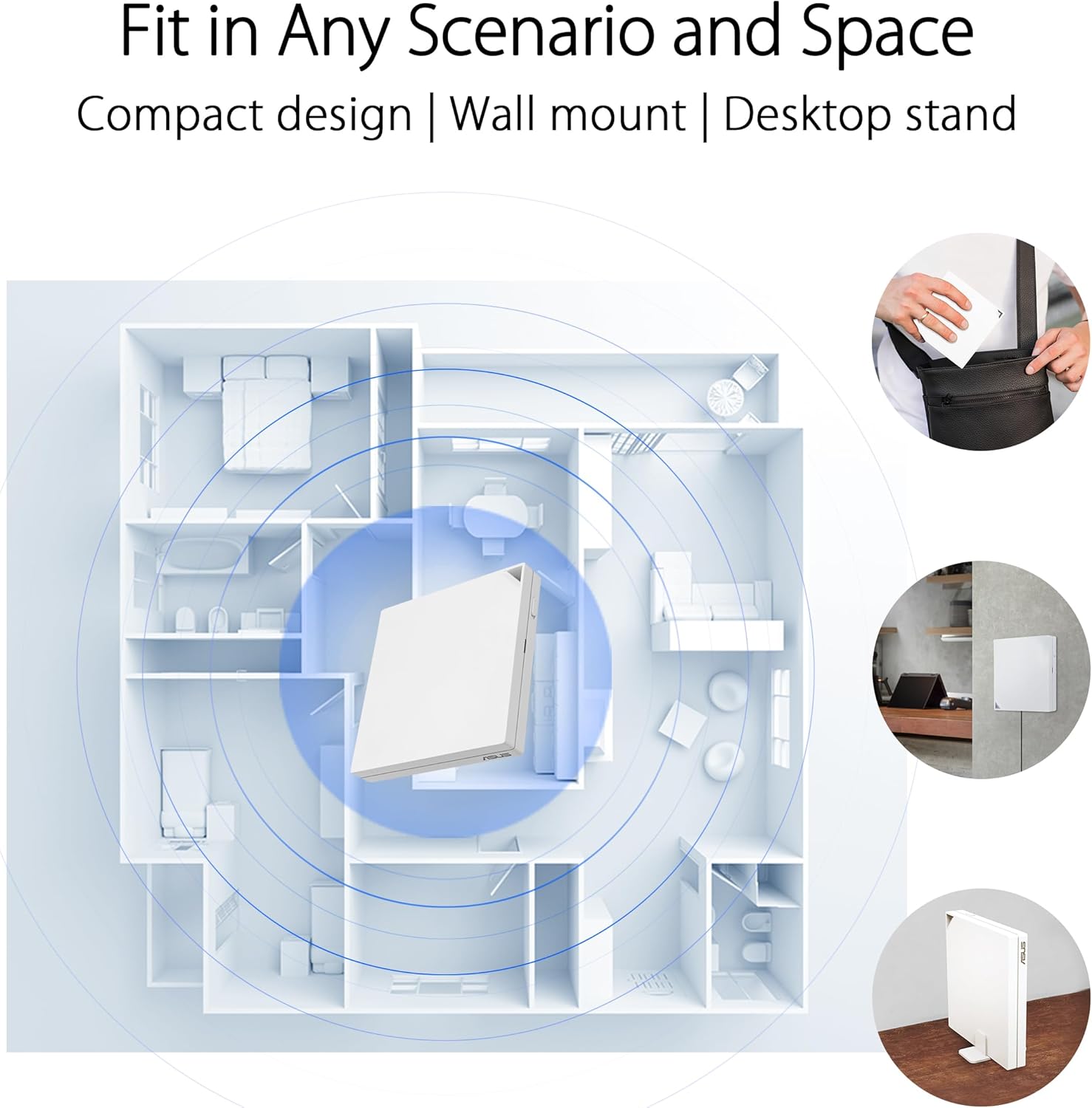 ASUS RT-AX57 GO - AX3000 Dual Band WiFi 6 (802.11ax) Travel Router, Support 4G/5G Mobile tethering&Public WiFi (WISP) Mode, Subscription-Free Network Security, VPN Features, AiMesh, Guest Portal (Certified Refurbished)