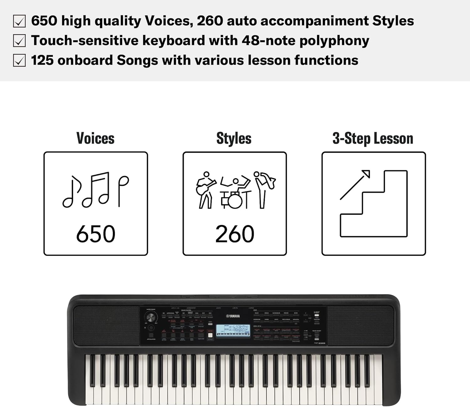 Yamaha PSR-E383 61 Key Portable Keyboard (Certified Refurbished)