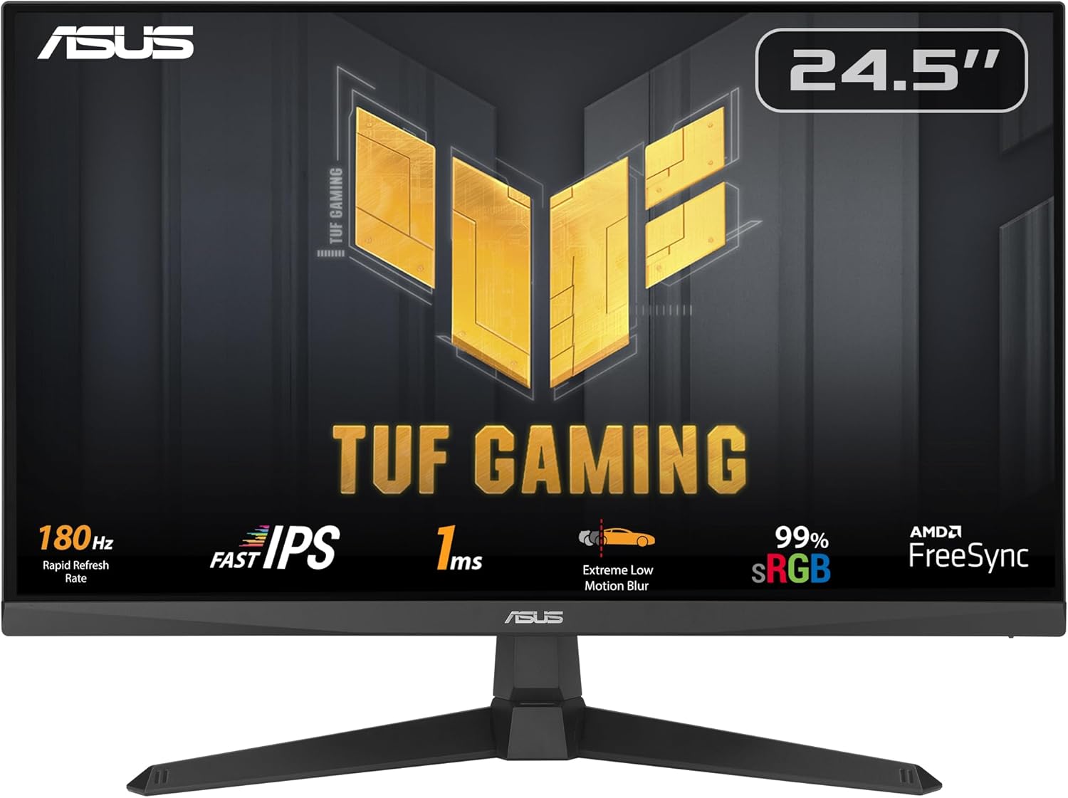 ASUS TUF Gaming 25” (24.5 inch viewable) 1080P Gaming Monitor (VG259Q3A) – Full HD, 180Hz, 1ms, Fast IPS, Extreme Low Motion Blur, FreeSync, Variable Overdrive, Speakers, 99% sRGB, Shadow Boost (Certified Refurbished)