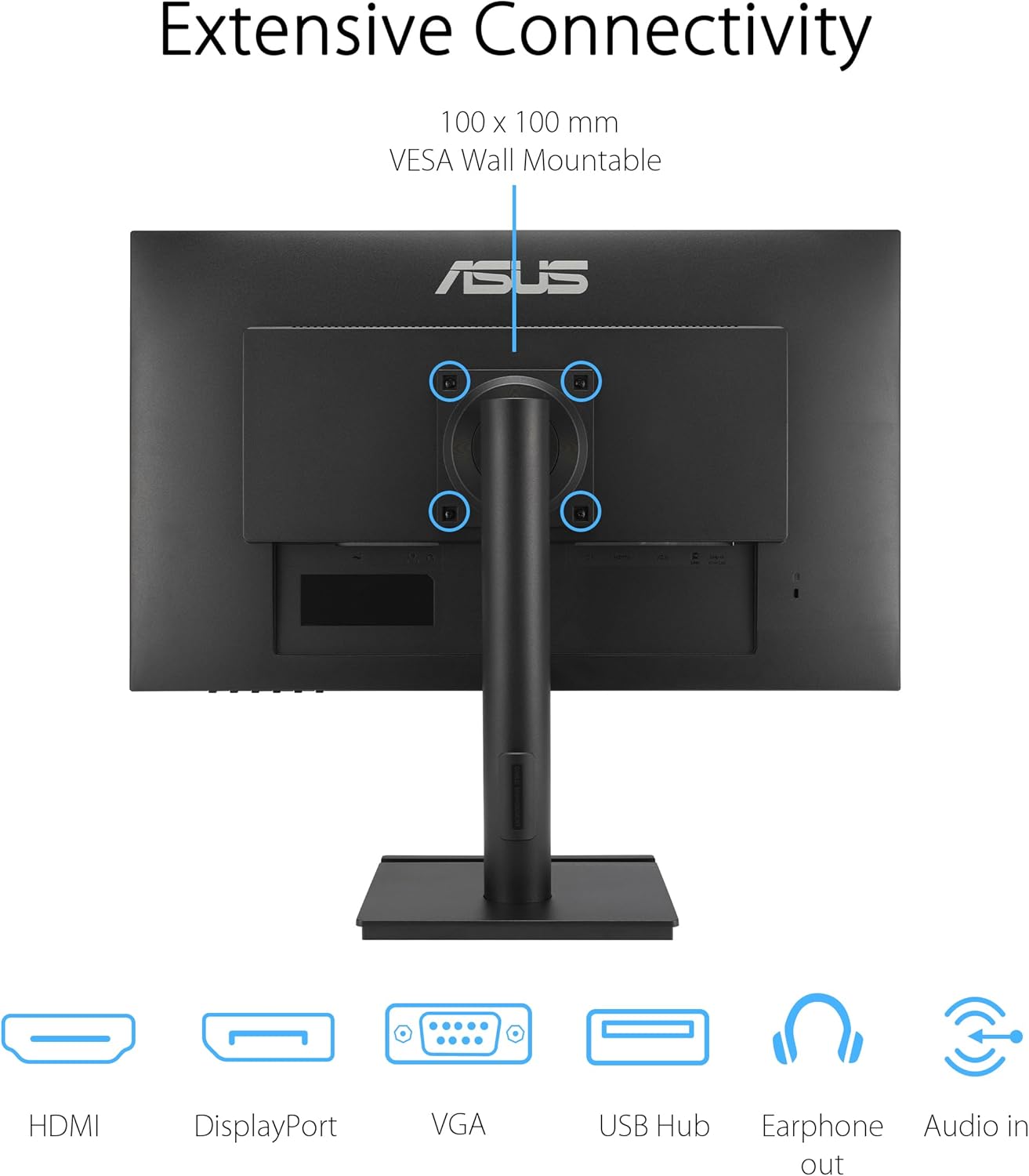 ASUS VA27DQFS Business Monitor – 27-inch, IPS, Full HD, Frameless, 100Hz, Adaptive-Sync, 1ms MPRT, HDMI, DisplayPort, VGA, Low Blue Light, Flicker Free, Ergonomic Design, Wall Mountable (Certified Refurbished)