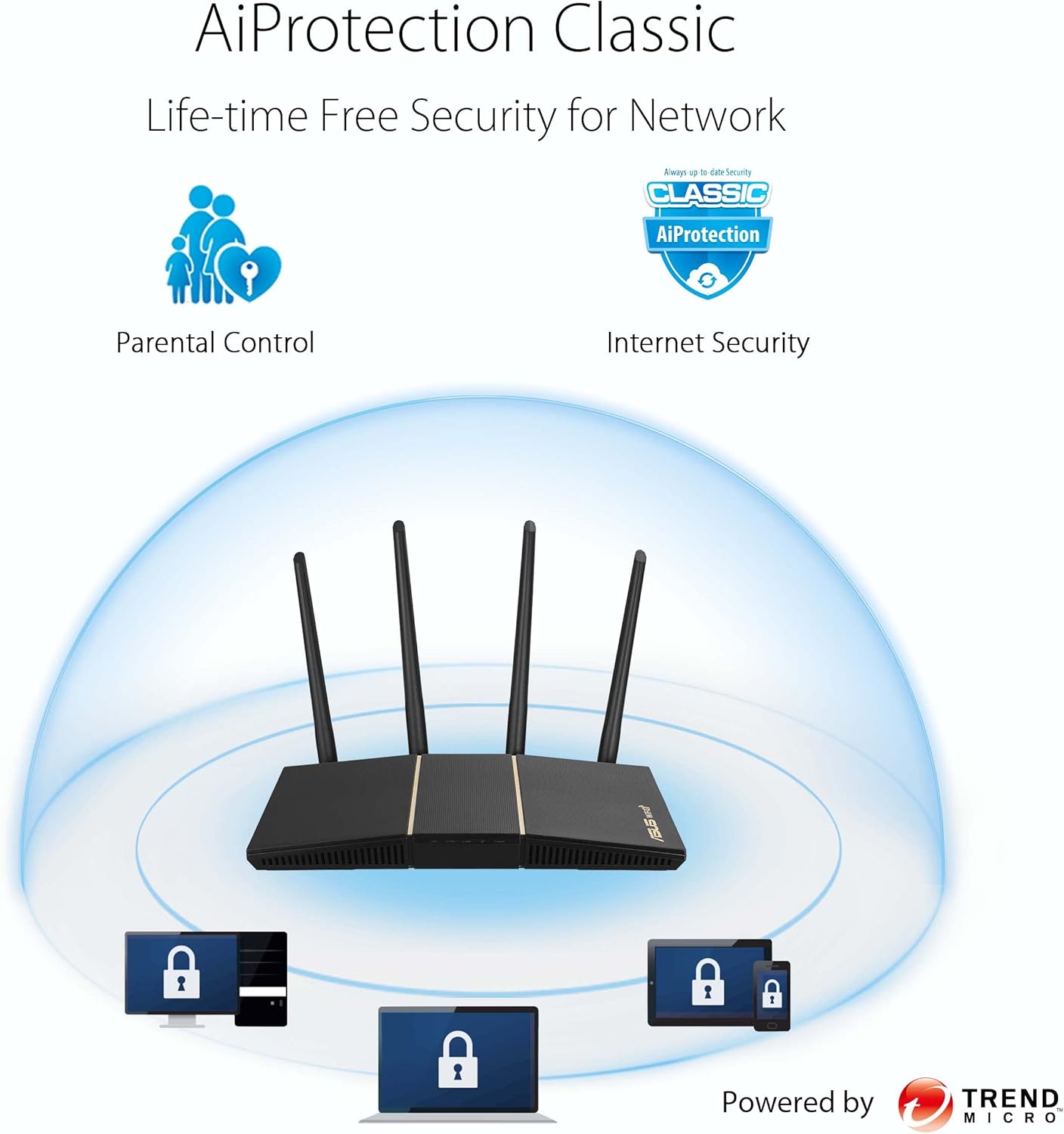 Asus RT-AX57 AX3000 Dual Band WiFi 6 (802.11ax) Router supporting MU-MIMO and OFDMA technology (Certified Refurbished)