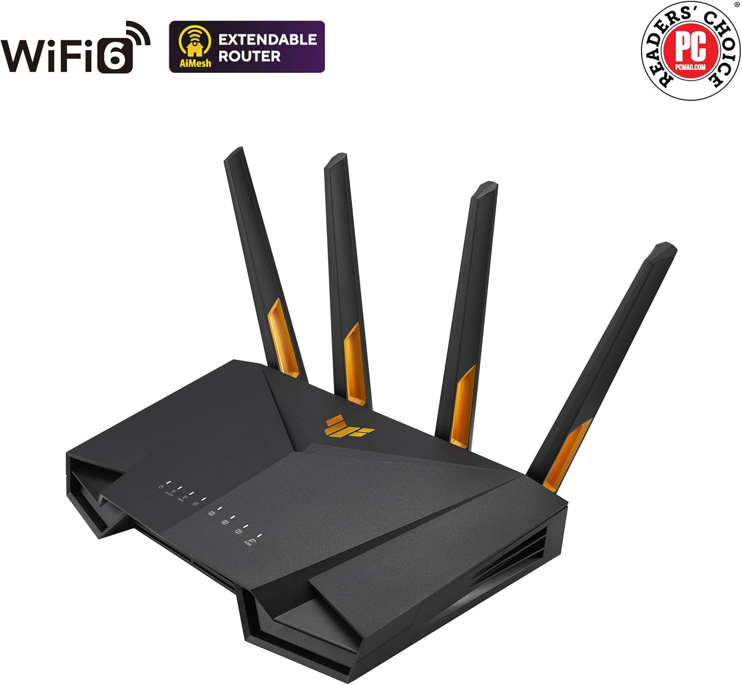 ASUS TUF Gaming WiFi 6 Router (TUF-AX4200) - Dedicated Gaming Port, Dual 2.5G Port, 3 Steps Port Forwarding, Extendable Router with AiMesh Technology, AiProtection Pro, VPN, Instant Guard (Certified Refurbished)