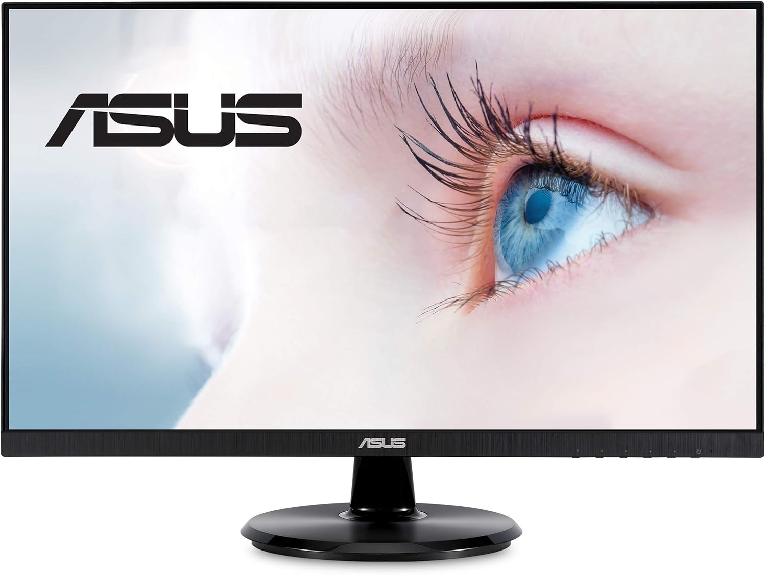 ASUS VA24DQ 23.8” Monitor, 1080P Full HD, 75Hz, IPS, Adaptive-Sync/FreeSync, Eye Care, HDMI DisplayPort VGA, Frameless, VESA Wall Mountable (Certified Refurbished)