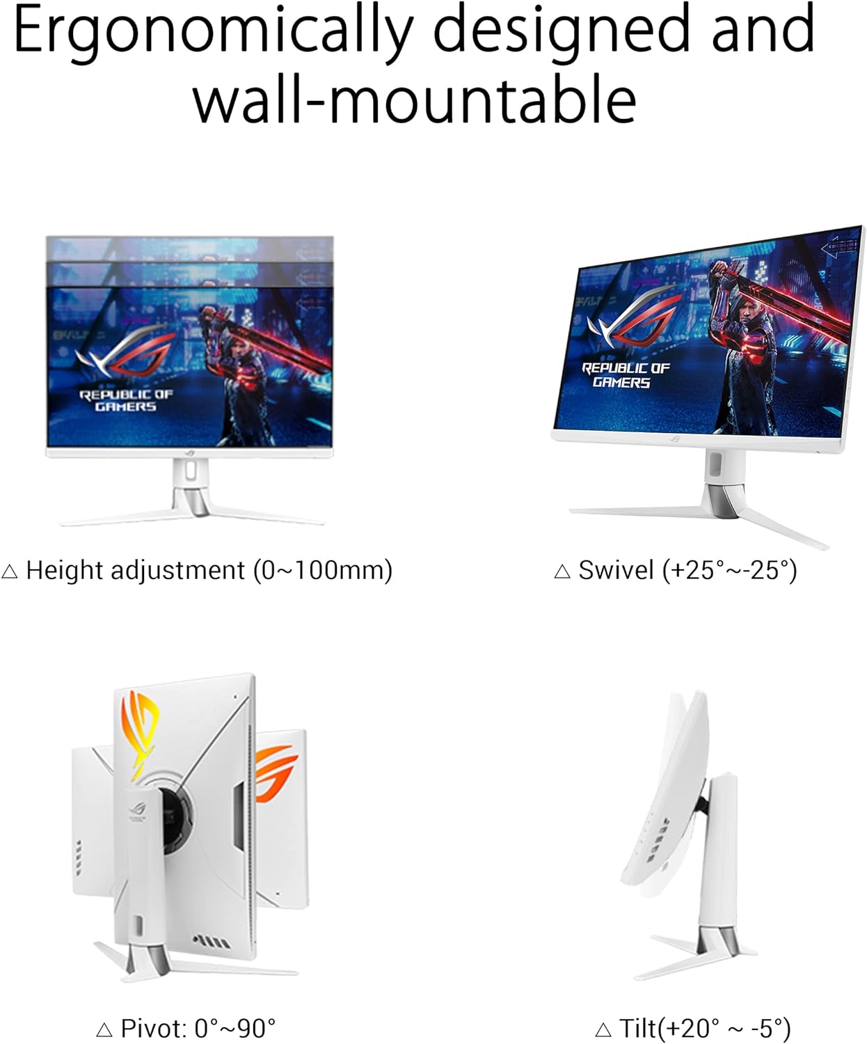 ASUS ROG Strix XG27AQ-W 27” 1440P HDR Gaming Monitor - White, QHD (2560 x 1440), Fast IPS, 170Hz, 1ms, Extreme Low Motion Blur Sync, G-SYNC Compatible, Eye Care, HDMI, DisplayPort, USB, DisplayHDR400 (Certified Refurbished)