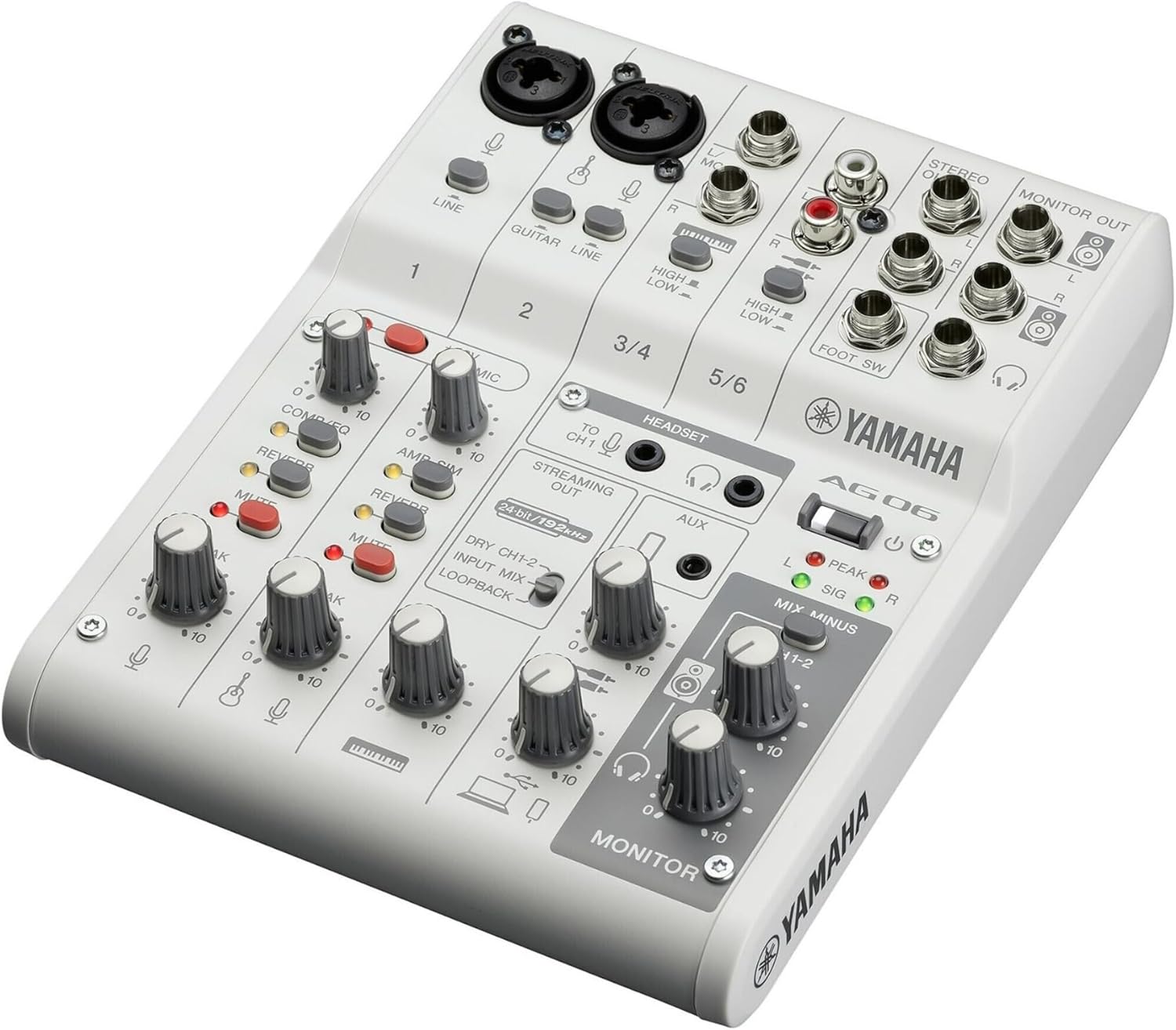 Yamaha AG06MK2 W White 6-Channel Live Streaming Loopback Mixer/USB Interface with Steinberg Software Suite (Certified Refurbished)