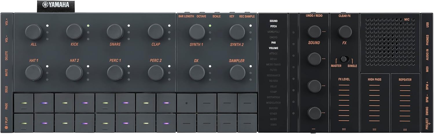 Yamaha SEQTRAK Music Creation Station, Sequencer, Drums, Synth & Sampler, 2000 Presets, Built-in Speaker & Mic, Visualizer, Rechargeable Battery, Bluetooth, Wi-Fi, USB-C (Certified Refurbished)