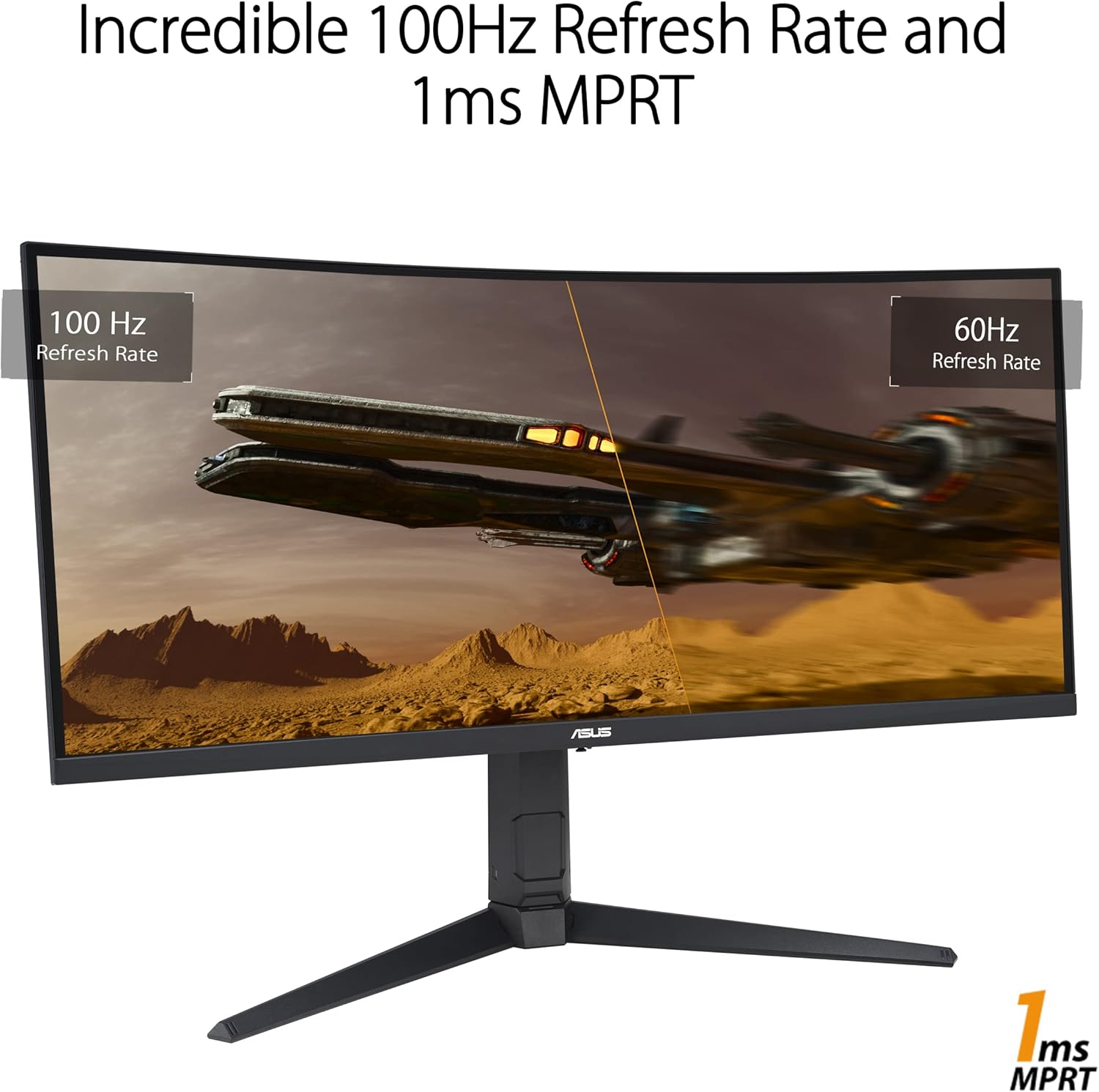 ASUS TUF Gaming 34” Ultra-Wide Curved HDR Monitor (VG34VQEL1A) - 21:9, UWQHD (3440 x 1440), 100Hz, Extreme Low Motion Blur, FreeSync, 1ms, DisplayPort, HDMI, USB, Tripod Socket, Height Adjustable (Certified Refurbished)