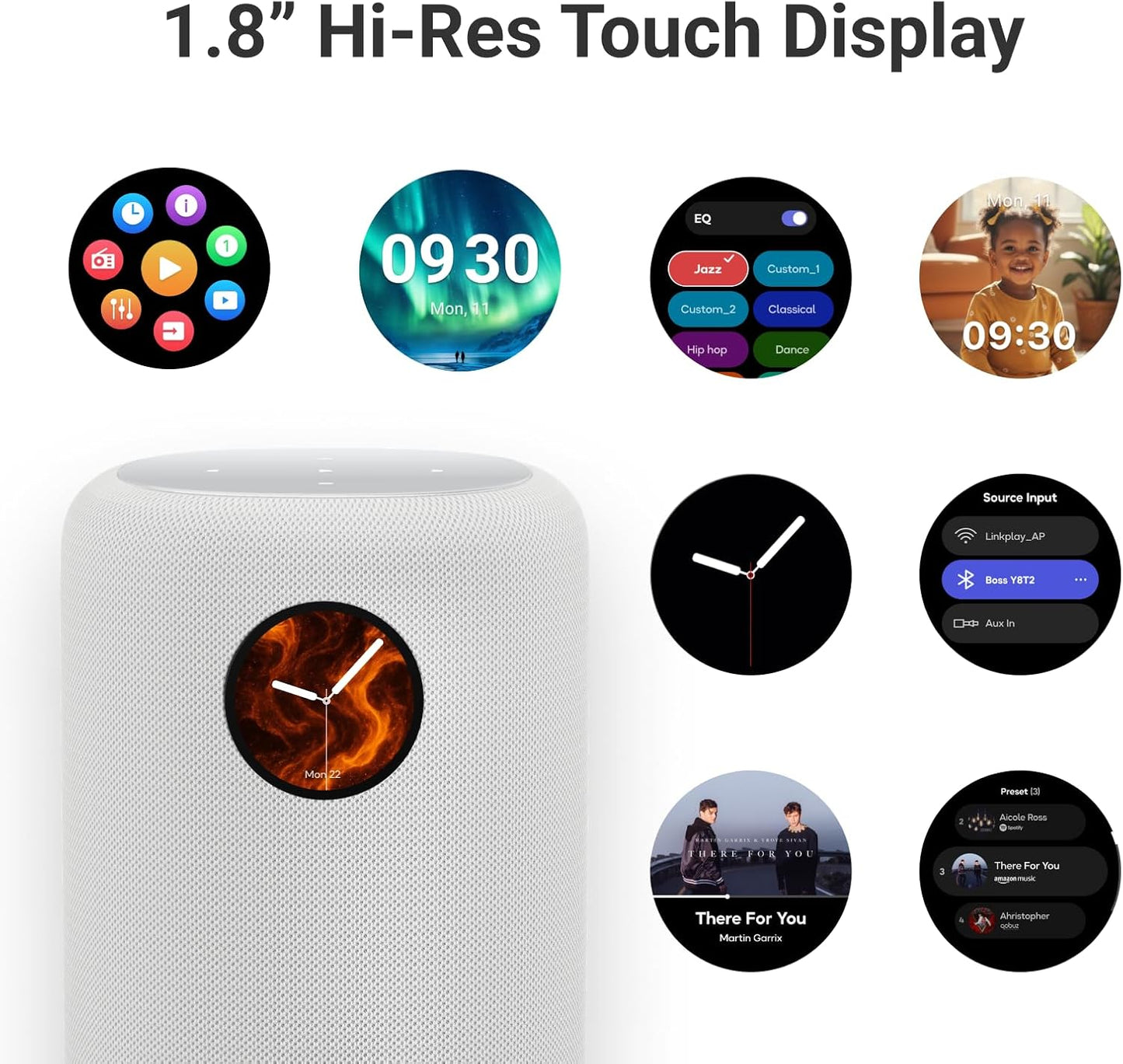 WiiM Sound Smart Speaker with 1.8″ Touch Display, Hi‑Res 24‑bit/192 kHz, AI RoomFit™ Room Correction, 100W Peak, Wi‑Fi 6E/Bluetooth(Certified Refurbished)