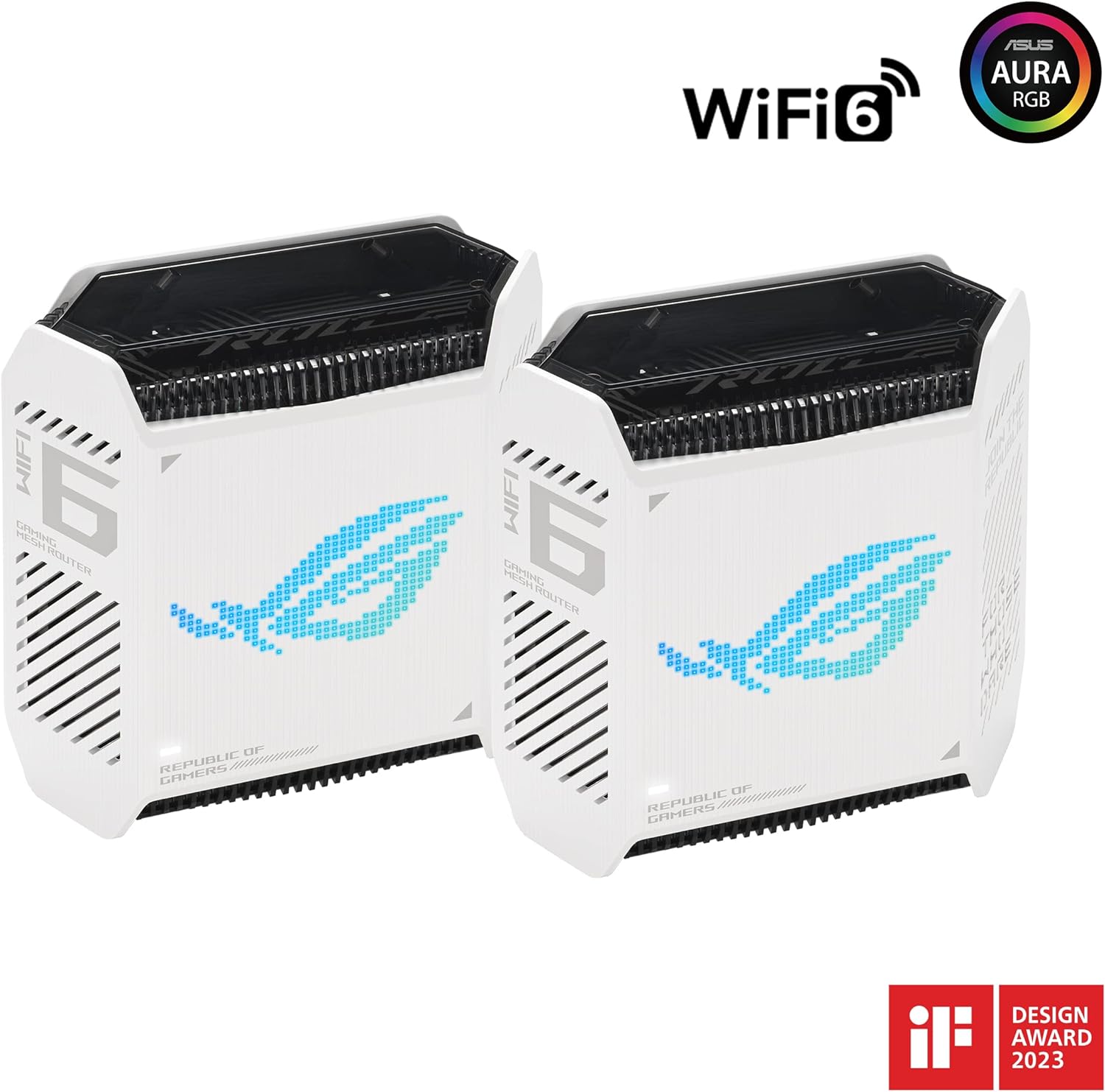 ASUS ROG Rapture GT6 (2PK) AX10000 Tri-Band WiFi 6 Gaming Mesh System, Covers up to 5,800 sq ft, 2.5 Gbps Port, Triple-Level Game Acceleration, UNII 4, Free Lifetime Internet Security (Certified Refurbished)