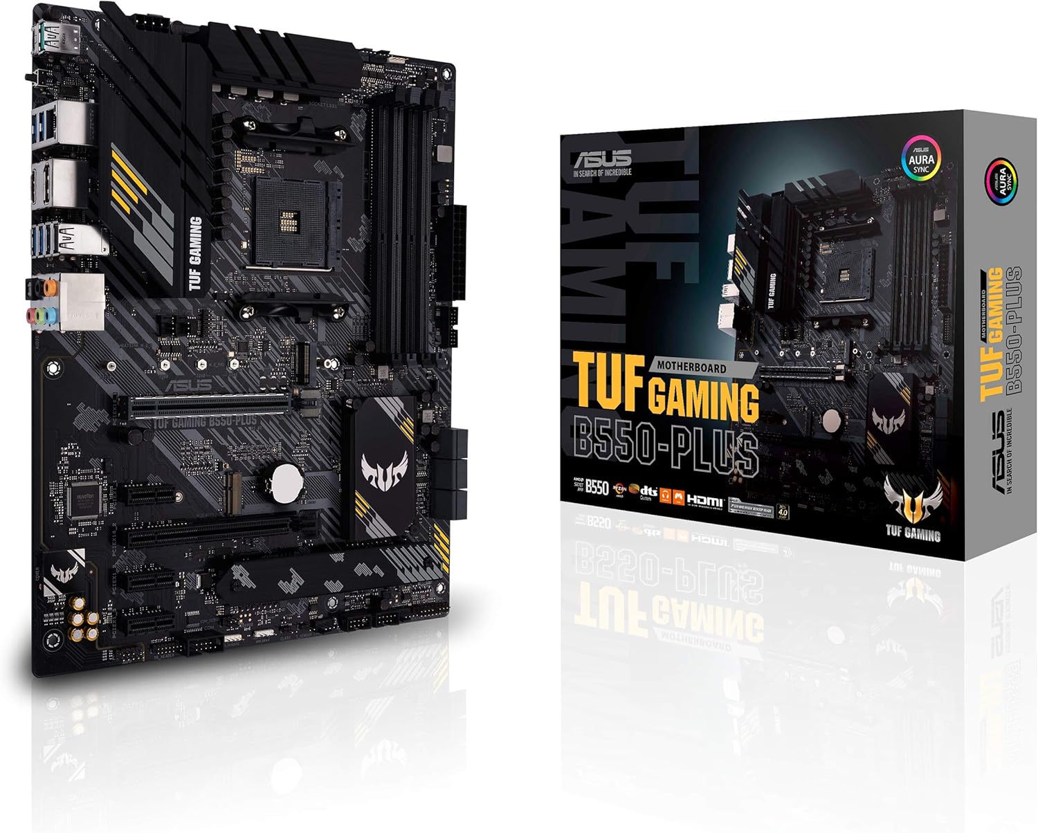 ASUS TUF GAMING B550-PLUS AMD AM4 (3rd Gen RyzenTM) ATX gaming motherboard (PCIe 4.0, 2.5Gb LAN, HDMI 2.1, BIOS FlashBack, USB 3.2 Gen 2, Addressable Gen 2 RGB header and AURA Sync) (Certified Refurbished)