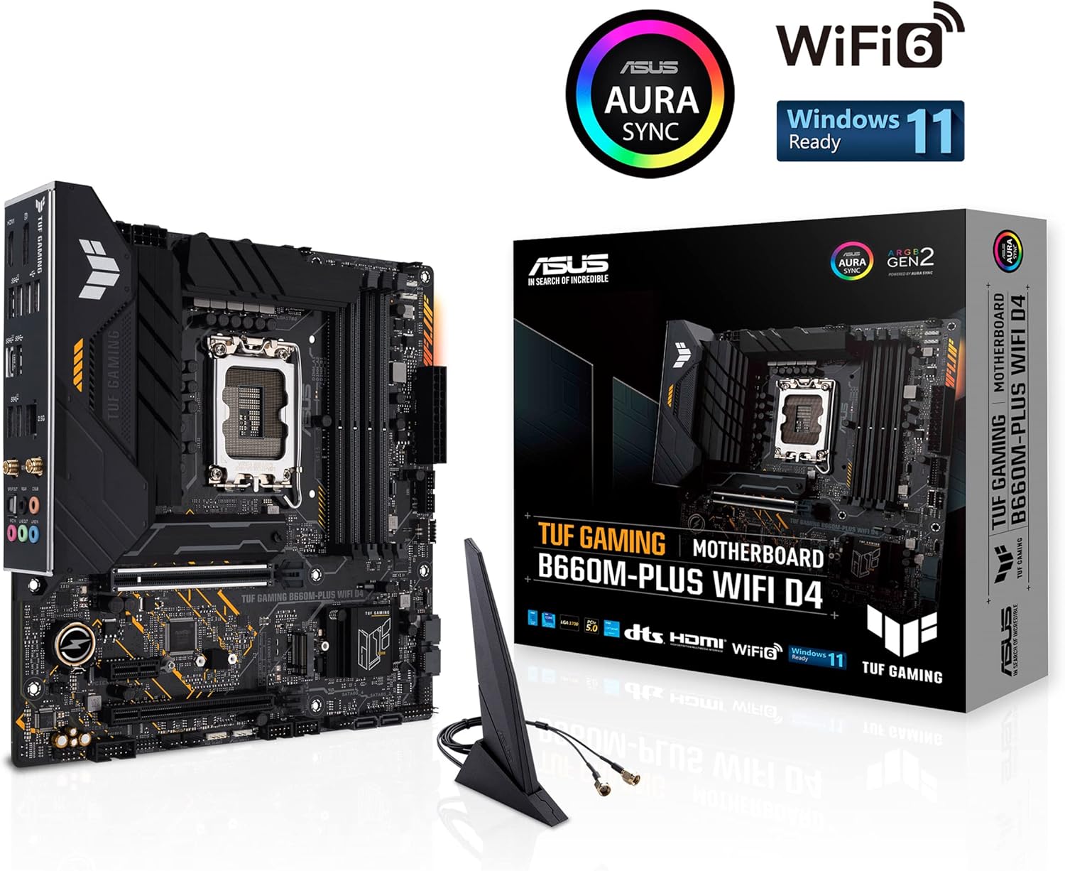 ASUS TUF GAMING B660M-PLUS WIFI D4 LGA 1700(Intel 12th Gen) mATX Gaming Motherboard (PCIe 5.0,DDR4,2xPCIe 4.0 M.2 Slots,WiFi 6,2.5 Gb LAN,Front USB 3.2 Gen 1 Type-C,Two-way AI Noise Cancelation) (Certified Refurbished)
