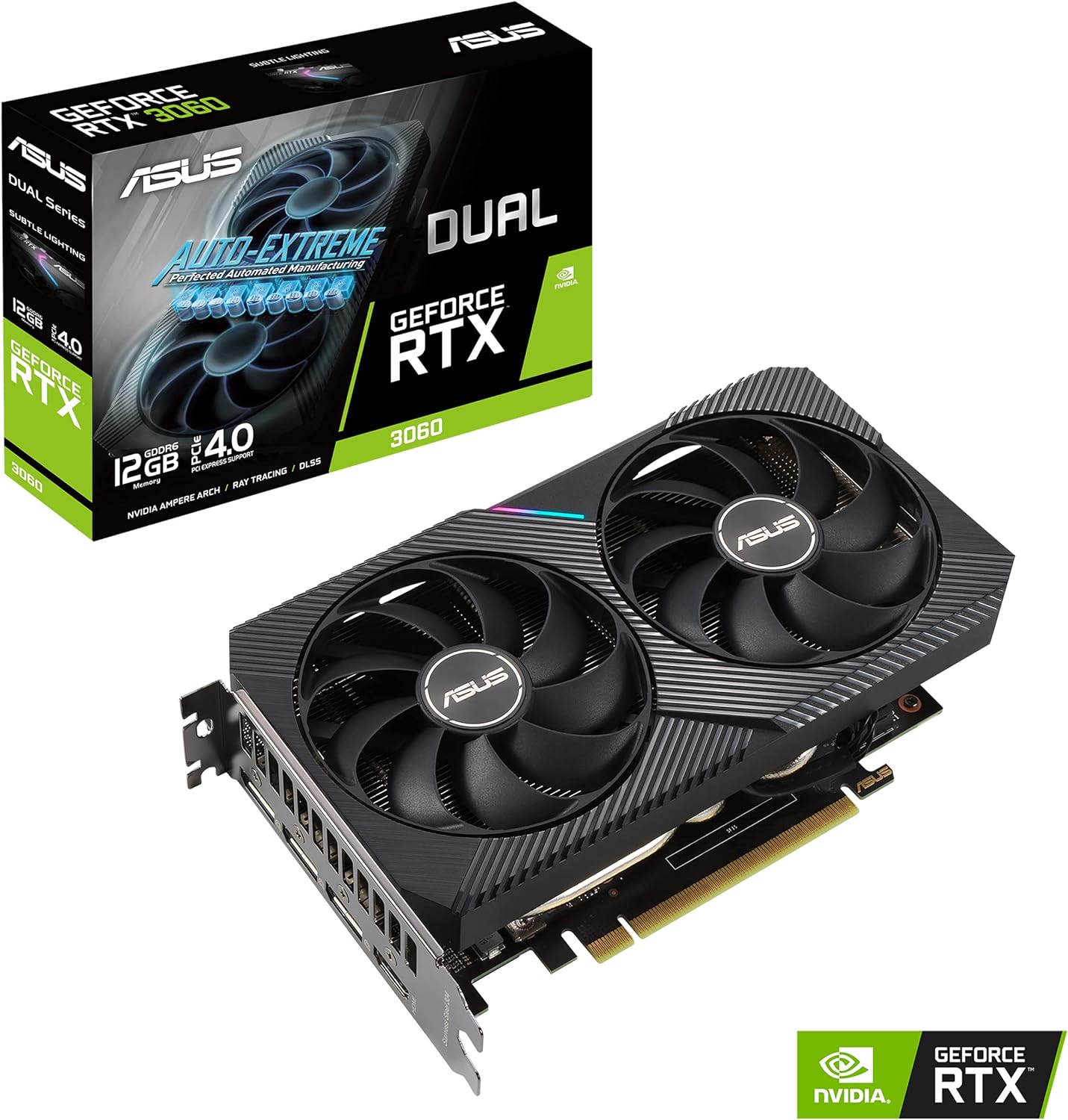 ASUS Dual NVIDIA GeForce RTX 3060 V2 OC Edition 12GB GDDR6 Gaming Graphics Card (PCIe 4.0, 12GB GDDR6 Memory, HDMI 2.1, DisplayPort 1.4a, 2-Slot Design (Certified Refurbished)