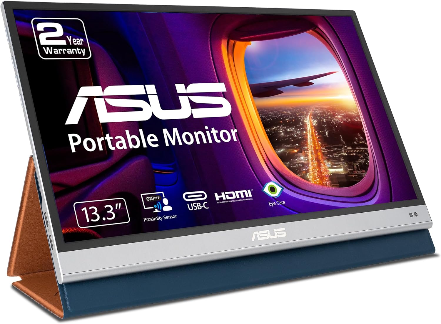 ASUS ZenScreen OLED 13.3” 1080P Portable Monitor (MQ13AH) - Full HD, 100% DCI-P3, 1ms, Delta E < 2, HDR-10, Eye Care, USB Type-C, Mini HDMI, Proximity Sensor (Certified Refurbished)