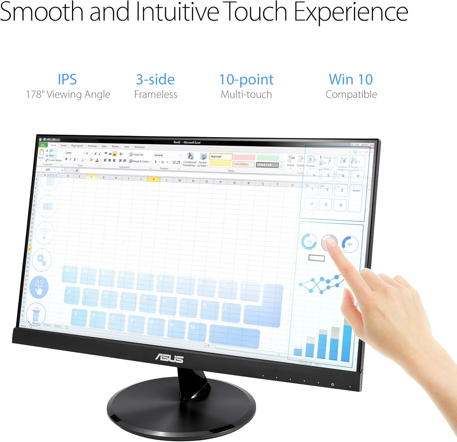 ASUS VT229H 21.5" LCD Touchscreen Monitor - 16:9 - 5 ms GTG (Certified Refurbished)