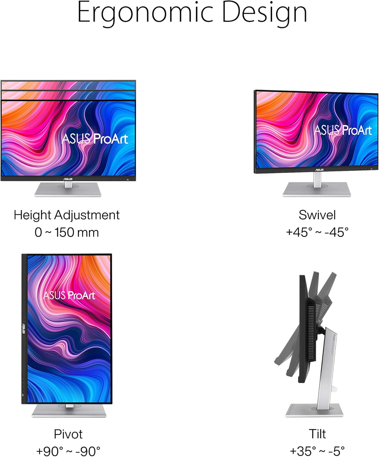 ASUS ProArt Display PA279CV 27” 4K HDR UHD (3840 x 2160) Monitor, IPS, 100% sRGB/Rec. 709, ΔE < 2, USB-C DisplayPort HDMI USB hub, Calman Verified, Eye Care, Tilt Pivot Swivel Height Adjustable (Certified Refurbished)