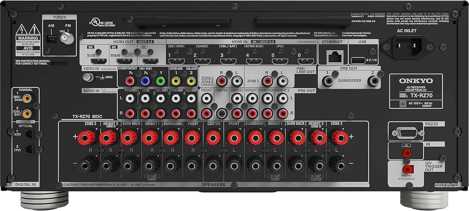 Onkyo TX-RZ70 11.2-Channel AV Receiver - 140 Watts Per Channel, Dirac Live Out of Box, Works with Sonos Certified, THX Certified and More (Certified Refurbished)