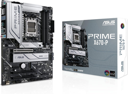 ASUS Prime X670-P Socket AM5 (LGA 1718) Ryzen 7000 ATX Motherboard(DDR5, 3xM.2 Slots, USB 3.2 Gen 2x2 Type-C, USB4 Header, and 2.5Gb Ethernet) (Certified Refurbished)
