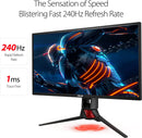 Asus ROG Strix XG258Q Gaming Monitor – 25 inch (24.5 inch viewable) FHD (1920x1080), Native 240Hz, 1ms, G-SYNC Compatible, FreeSync Premium, Asus Aura RGB (Certified Refurbished)