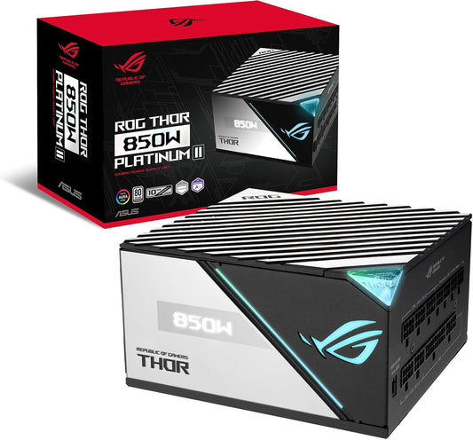 ASUS ROG Thor 850W Platinum II Fully Modular Gaming Power Supply (80 Plus Platinum, OLED Power Display, Aura Sync ARGB, ROG Heatsinks, 0dB Technology, Lambda A++) (Certified Refurbished)