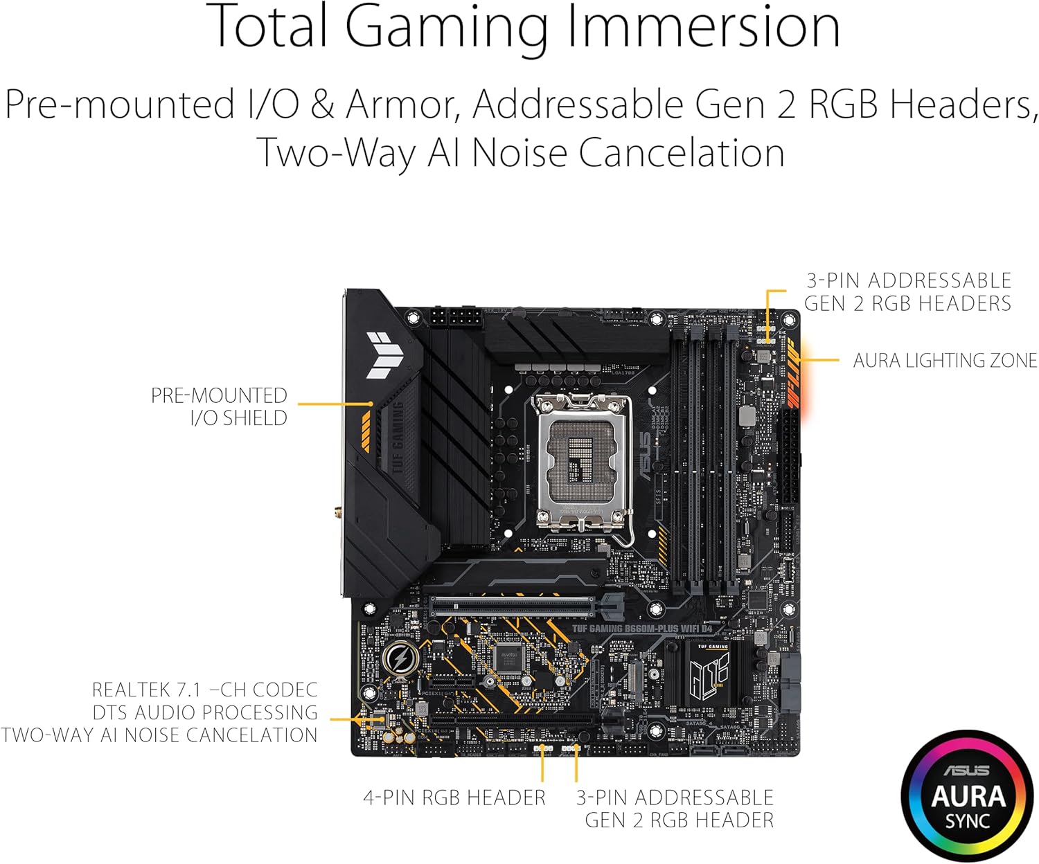 ASUS TUF GAMING B660M-PLUS WIFI D4 LGA 1700(Intel 12th Gen) mATX Gaming Motherboard (PCIe 5.0,DDR4,2xPCIe 4.0 M.2 Slots,WiFi 6,2.5 Gb LAN,Front USB 3.2 Gen 1 Type-C,Two-way AI Noise Cancelation) (Certified Refurbished)