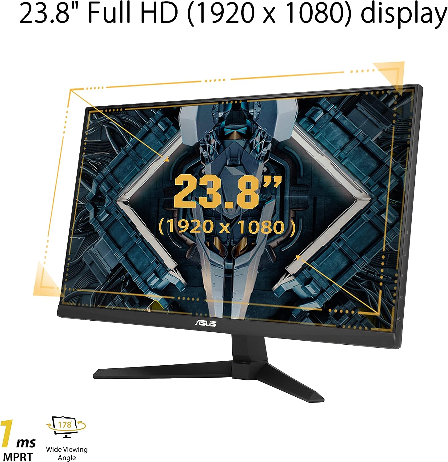 ASUS TUF Gaming 23.8” 1080P Monitor (VG247Q1A) - Full HD, 165Hz (Supports 144Hz), 1ms, Extreme Low Motion Blur, Adaptive-sync, FreeSync Premium, Shadow Boost, Speakers, Eye Care, HDMI, DisplayPort (Certified Refurbished)