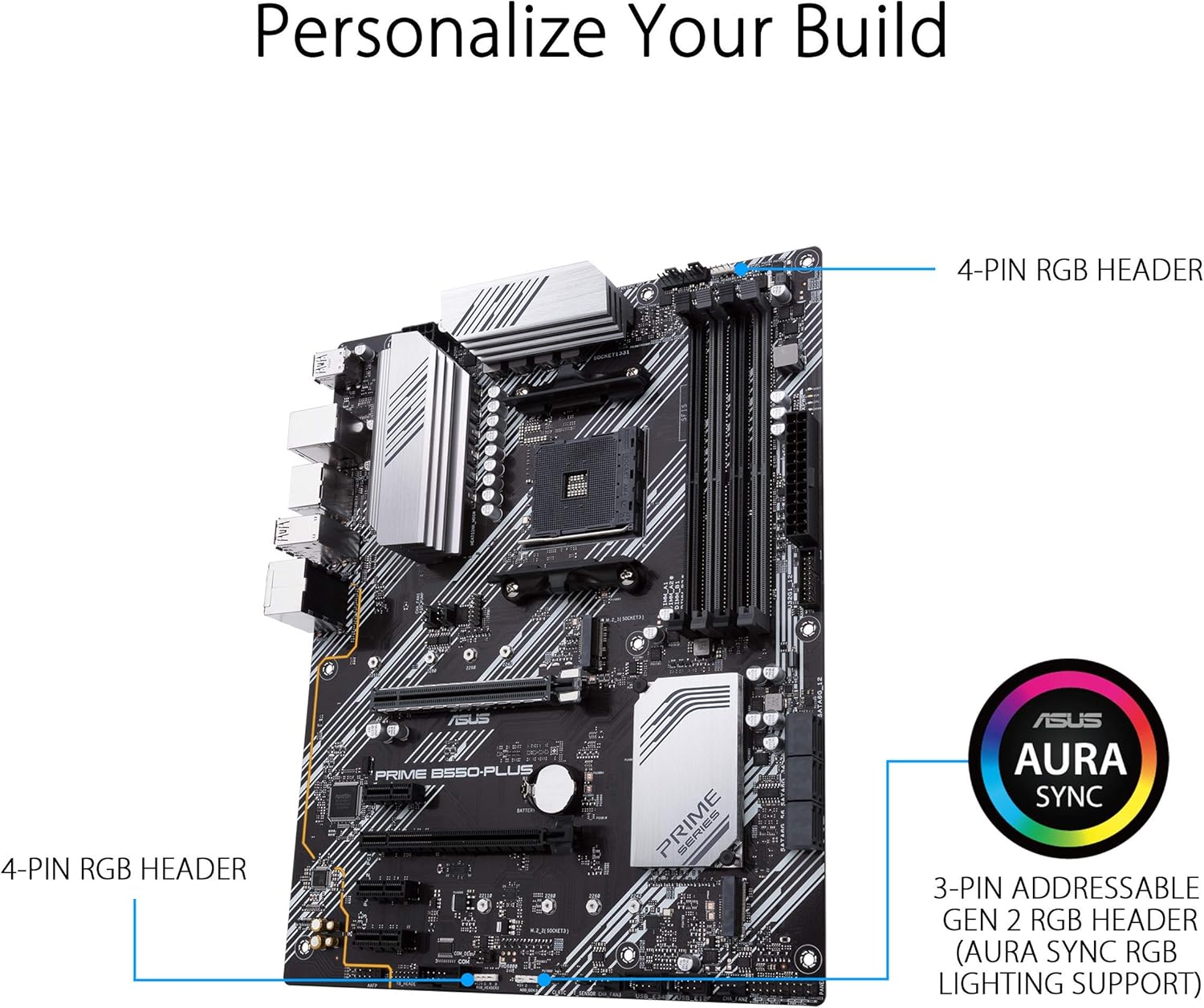 ASUS Prime B550-PLUS AMD AM4 Zen 3 Ryzen 5000 & 3rd Gen Ryzen ATX Motherboard (Certified Refurbished)