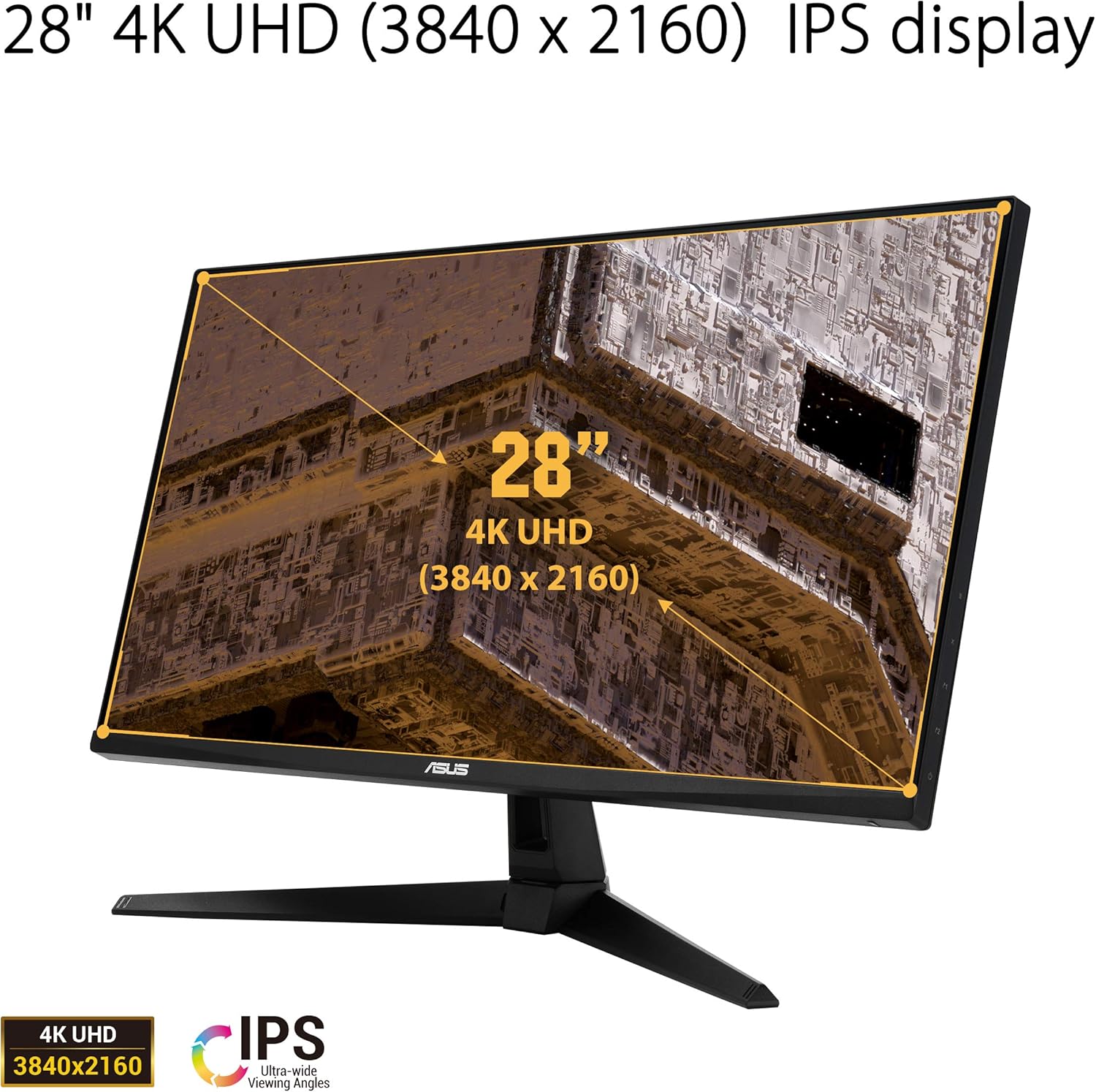 ASUS TUF Gaming VG289Q1A 28 inch HDR Monitor, 4K UHD (3840 x 2160), IPS, Adaptive-Sync/FreeSync, Eye Care, DisplayPort HDMI, DCI-P3 HDR 10, Shadow Boost (Certified Refurbished)