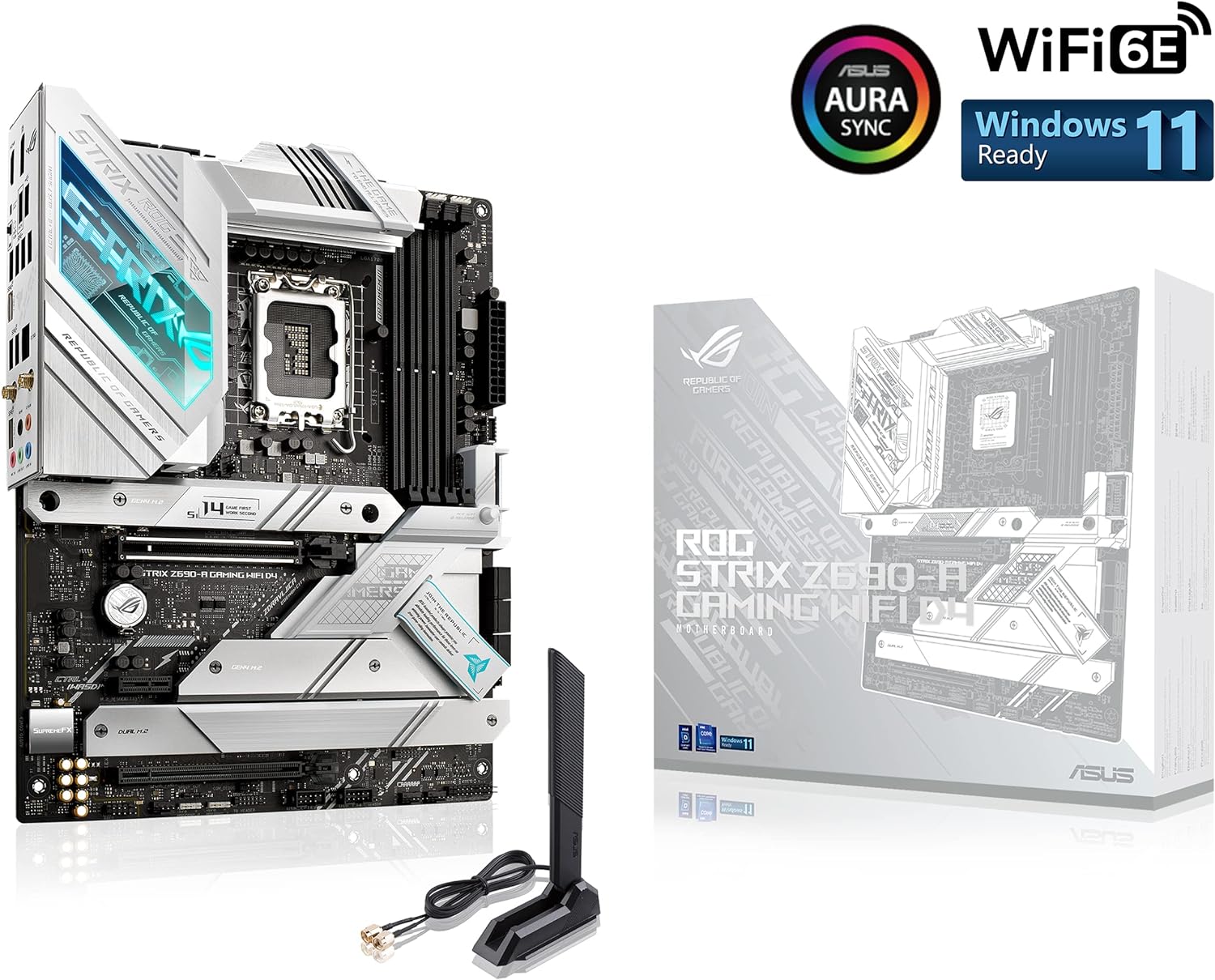 ASUS ROG Strix Z690-A Gaming WiFi D4 LGA1700(Intel 12th Gen) ATX Gaming Motherboard(PCIe 5.0,DDR4,16+1 Power Stages,WiFi 6,2.5 Gb LAN,BT v5.2,Thunderbolt 4,4xM.2 and Front USB 3.2 Gen 2x2 Type-C) (Certified Refurbished)