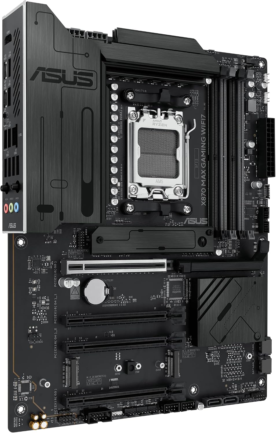 ASUS X870 MAX Gaming WIFI7 AMD AM5 ATX Motherboard, 12+2+1 80A DrMOS, DDR5, PCIe 5.0 x16 Q-Release, 3X M.2, Wi-Fi 7 Q-Antenna, 2.5Gb LAN, USB4 Type-C, USB-C 20Gbps, BIOS Flashback, Aura Sync (Certified Refurbished)