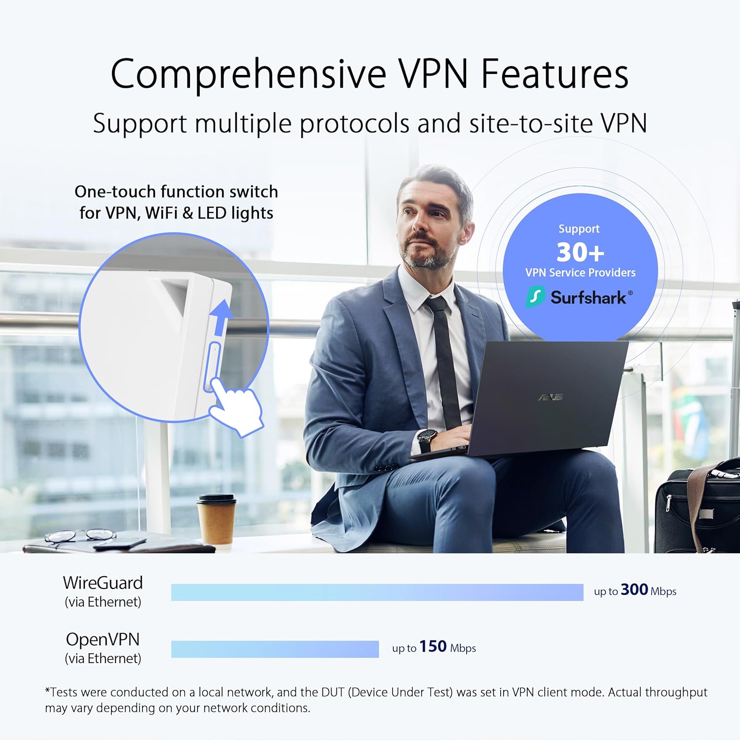 ASUS RT-AX57 GO - AX3000 Dual Band WiFi 6 (802.11ax) Travel Router, Support 4G/5G Mobile tethering&Public WiFi (WISP) Mode, Subscription-Free Network Security, VPN Features, AiMesh, Guest Portal (Certified Refurbished)
