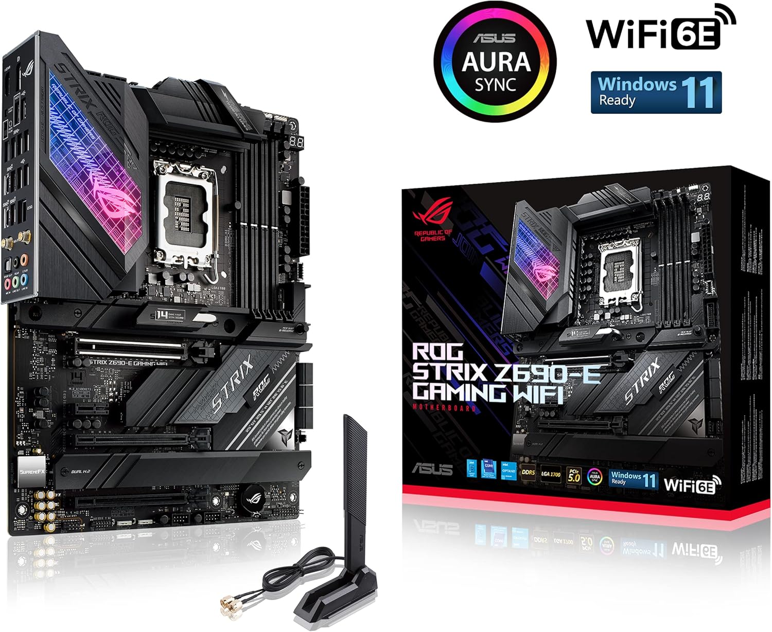 ASUS ROG Strix Z690-E Gaming WiFi 6E LGA 1700(Intel 12th Gen) ATX gaming motherboard(PCIe 5.0,DDR5,2.5 Gb LAN,Thunderbolt 4,5xM.2,1xPCIe 5.0 M.2,ROG Hyper M.2 Card,Front panel USB 3.2 Gen 2x2 Type-C) (Certified Refurbished)