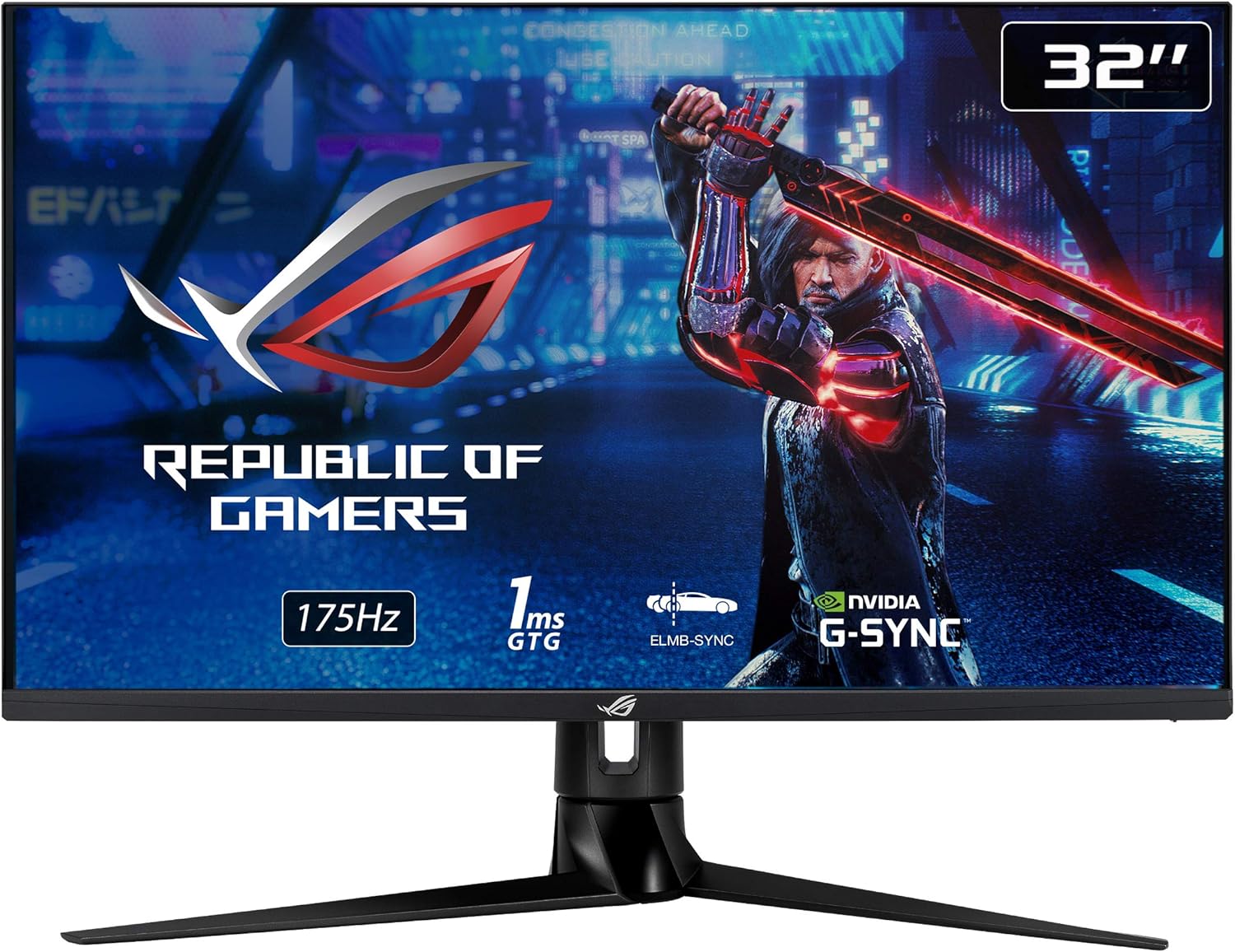 ASUS ROG Swift PG329Q 32” Gaming Monitor, 1440P WQHD (2560x1440), Fast IPS, 175Hz (Supports 144Hz), 1ms, G-SYNC Compatible, Extreme Low Motion Blur Sync (Certified Refurbished)