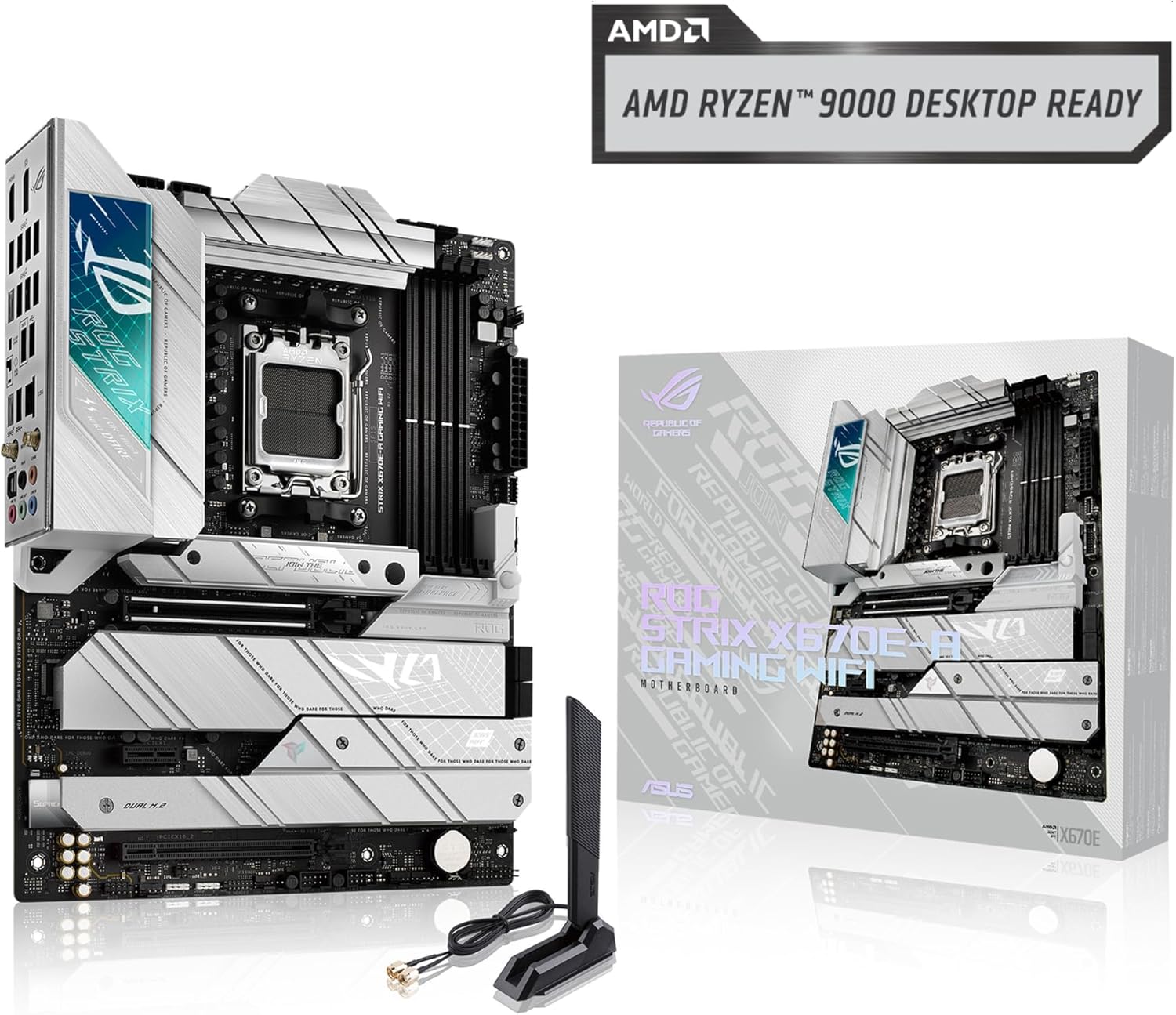ASUS ROG Strix X670E-A Gaming WiFi 6E Socket AM5 (LGA 1718) Ryzen 7000 Gaming Motherboard(16+2 Power Stages,PCIe® 5.0, DDR5,4xM.2 Slots,USB 3.2 Gen 2x2, WiFi 6E, AI Cooling II) (Certified Refurbished)