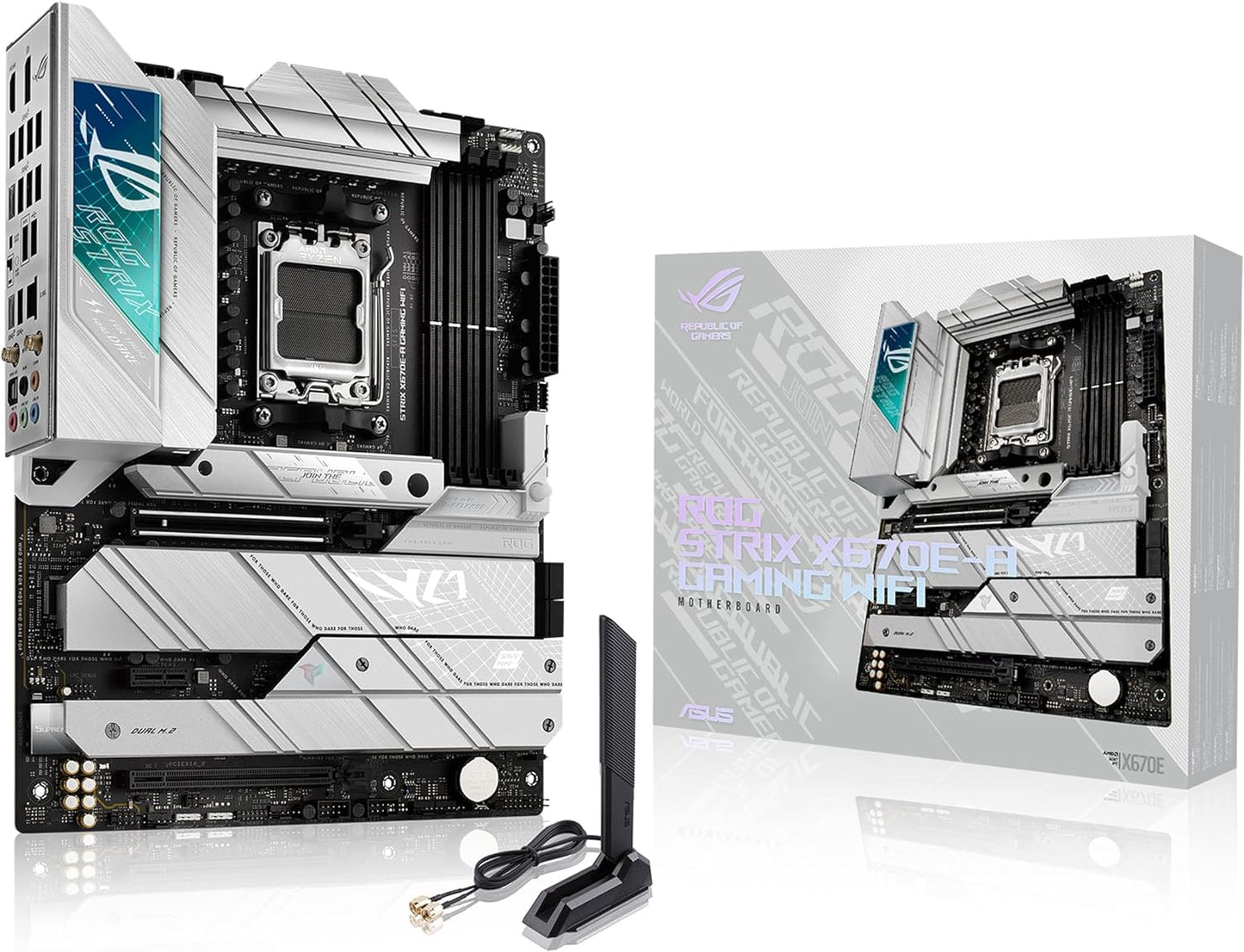 ASUS ROG Strix X670E-A Gaming WiFi 6E Socket AM5 (LGA 1718) Ryzen 7000 Gaming Motherboard(16+2 Power Stages,PCIe® 5.0, DDR5,4xM.2 Slots,USB 3.2 Gen 2x2, WiFi 6E, AI Cooling II) (Certified Refurbished)