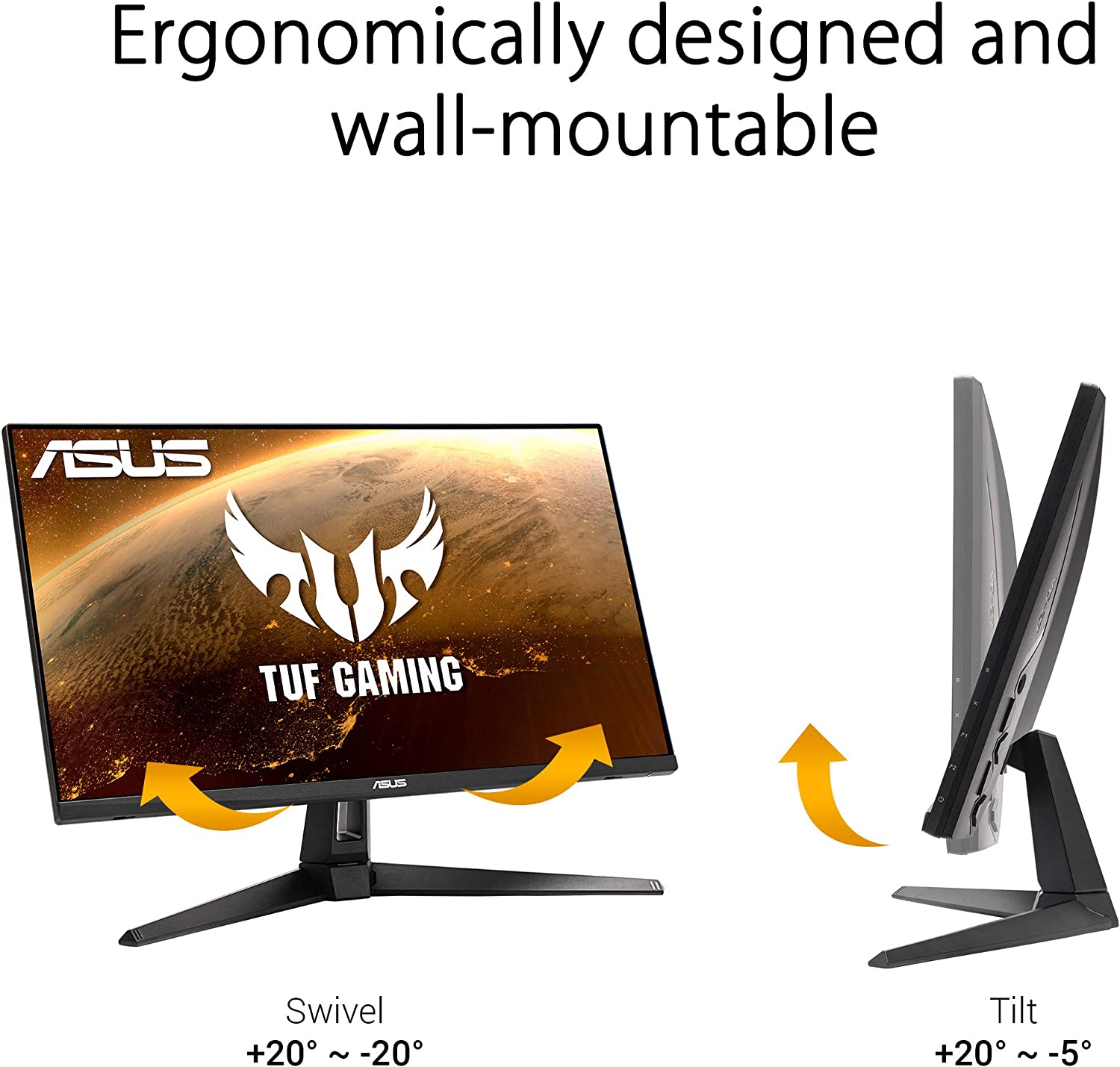 ASUS TUF Gaming VG27AQ1A Gaming Monitor – 27 inch QHD (2560 x 1440), IPS, 170Hz (Above 144Hz), 1ms MPRT, Extreme Low Motion Blur, G-SYNC Compatible, FreeSync Premium, HDR 10 (Certified Refurbished)
