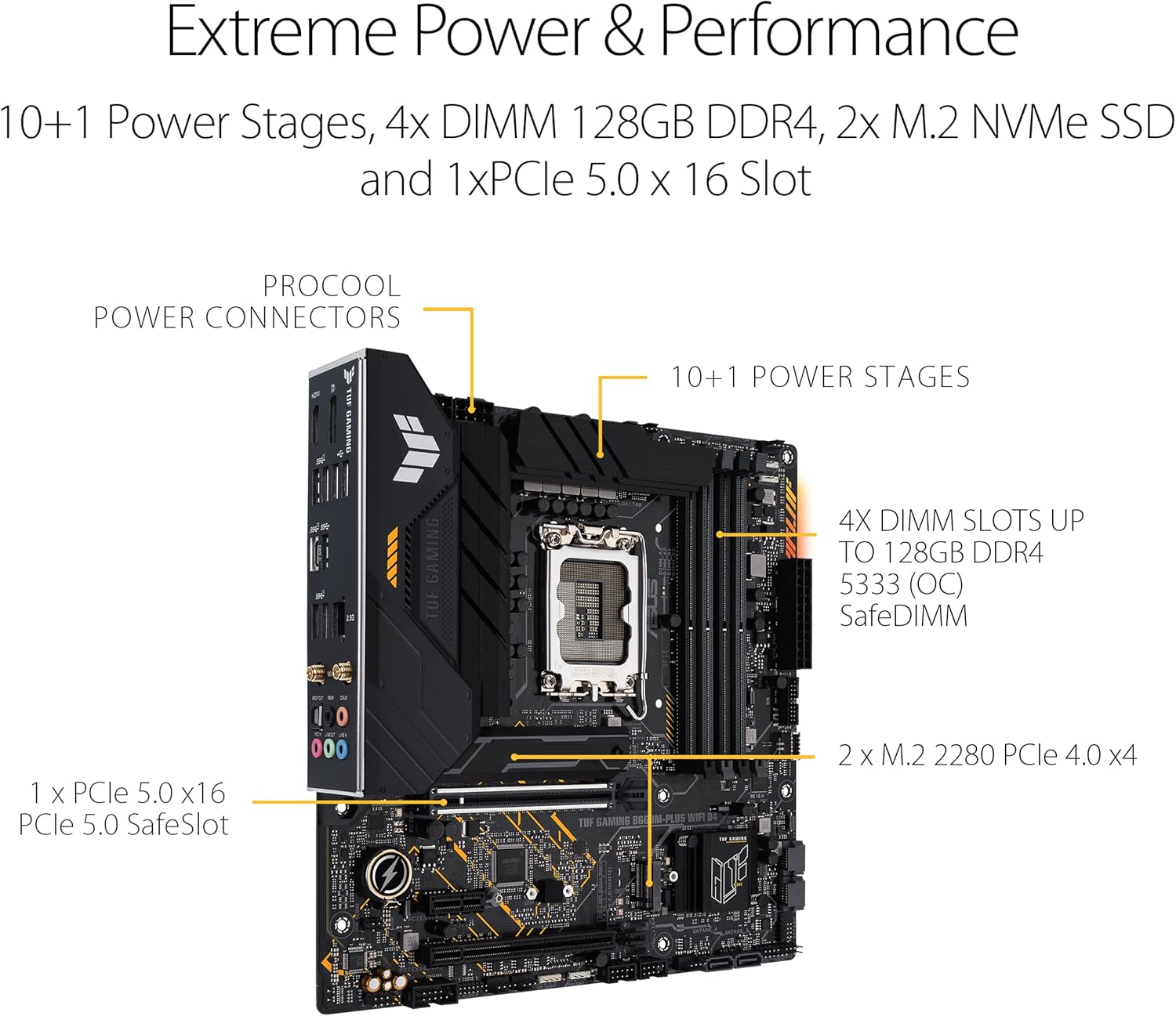 ASUS TUF GAMING B660M-PLUS WIFI D4 LGA 1700(Intel 12th Gen) mATX Gaming Motherboard (PCIe 5.0,DDR4,2xPCIe 4.0 M.2 Slots,WiFi 6,2.5 Gb LAN,Front USB 3.2 Gen 1 Type-C,Two-way AI Noise Cancelation) (Certified Refurbished)