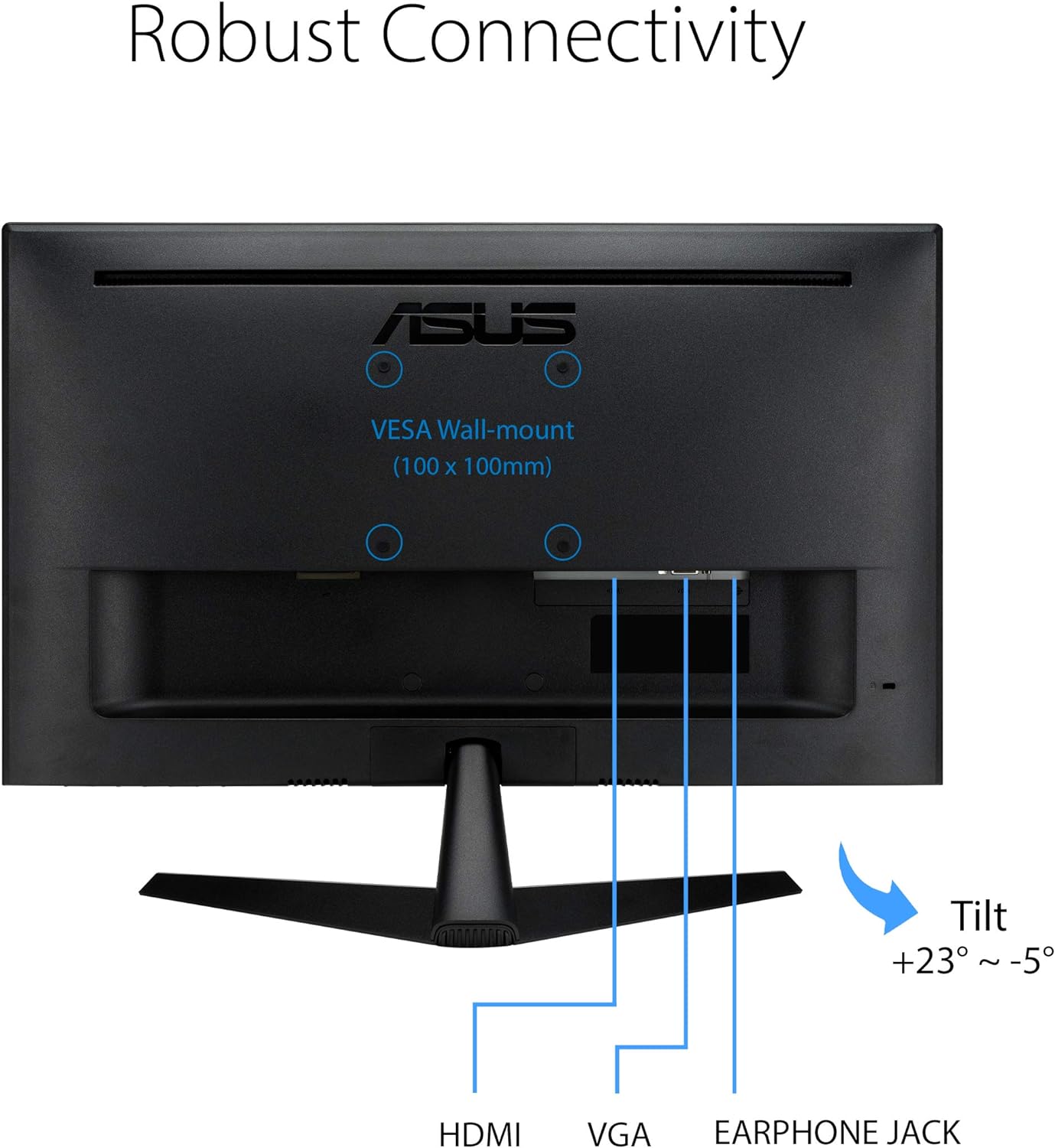 ASUS VY249HE 23.8” Eye Care Monitor, 1080P Full HD, 75Hz, IPS, Adaptive-Sync/FreeSync, Eye Care Plus, Color Augmentation, Rest Reminder, Antibacterial Surface, HDMI VGA, Frameless, VESA Wall Mountable (Certified Refurbished)
