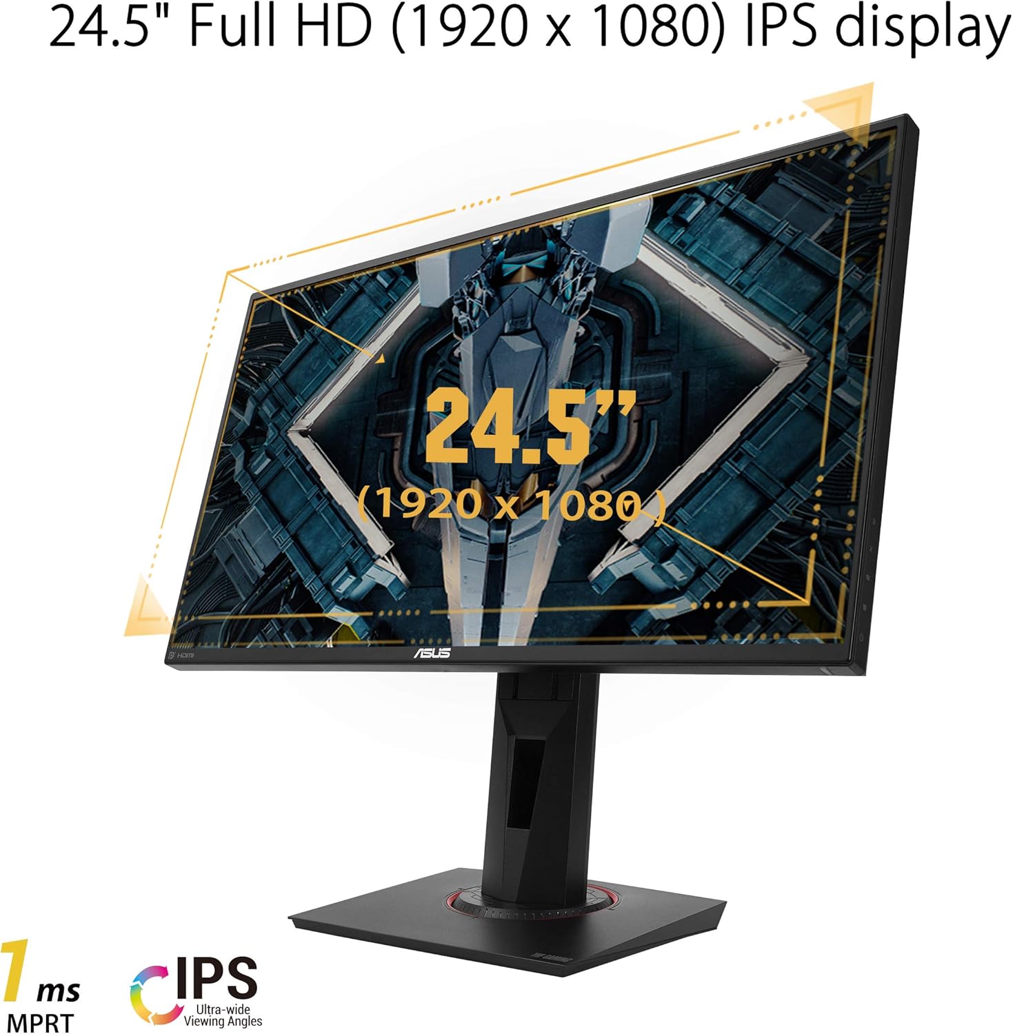 ASUS TUF Gaming VG259QR 24.5” Gaming Monitor, 1080P Full HD, 165Hz (Supports 144Hz), 1ms, Extreme Low Motion Blur, G-SYNC Compatible Ready, Eye Care, DisplayPort HDMI, Shadow Boost, Height Adjustable (Certified Refubished)