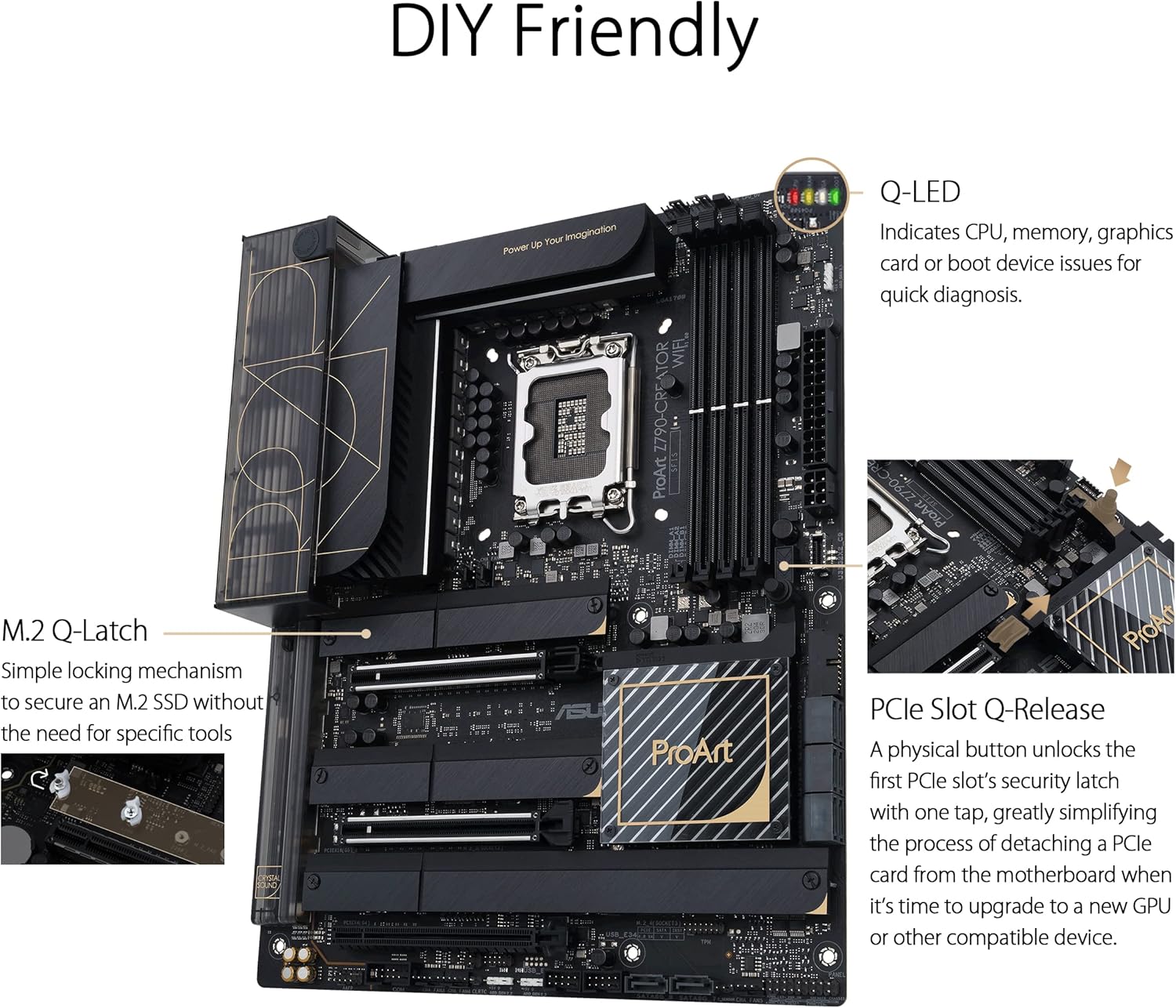 ASUS ProArt Z790-Creator WiFi 6E LGA 1700(Intel® 12th&13th Gen) ATX Content Creator Motherboard(PCIe 5.0,DDR5,2X Thunderbolt™ 4,10G&2.5G LAN,4xM.2/NVMe SSD,Front Panel USB 3.2 Gen2x2 Type-C) (Certified Refurbished)