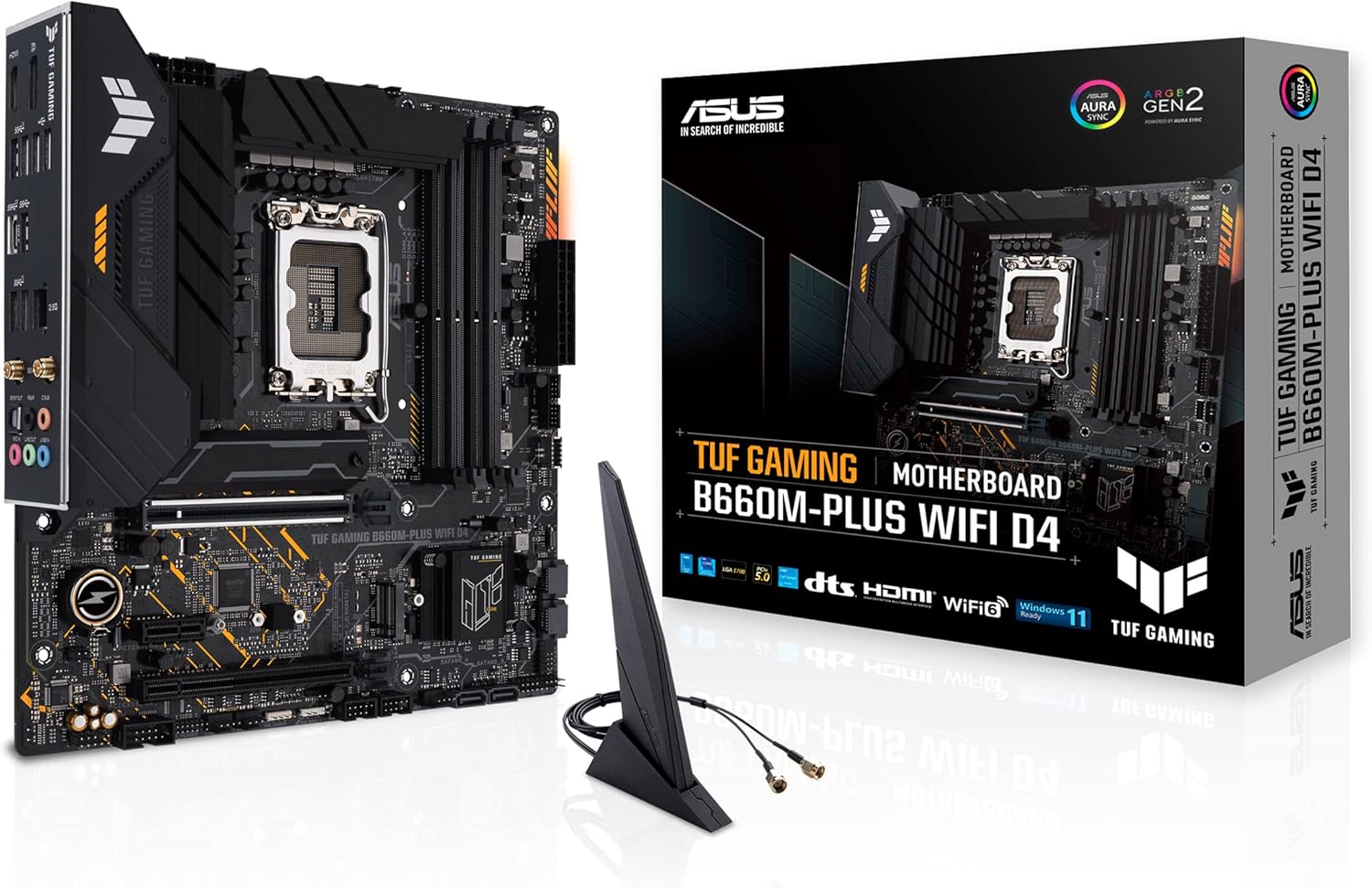 ASUS TUF GAMING B660M-PLUS WIFI D4 LGA 1700(Intel 12th Gen) mATX Gaming Motherboard (PCIe 5.0,DDR4,2xPCIe 4.0 M.2 Slots,WiFi 6,2.5 Gb LAN,Front USB 3.2 Gen 1 Type-C,Two-way AI Noise Cancelation) (Certified Refurbished)