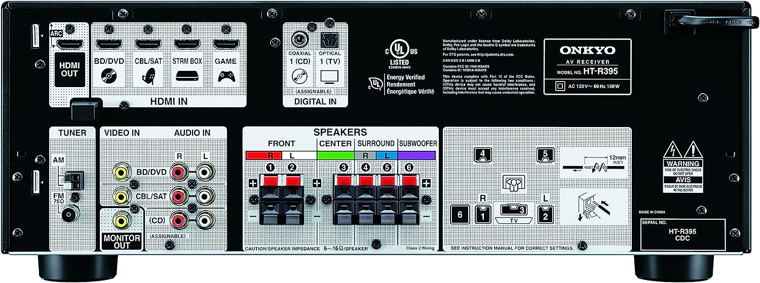 Onkyo HT-R393 5.1 A/V Receiver (Certified Refurbished)