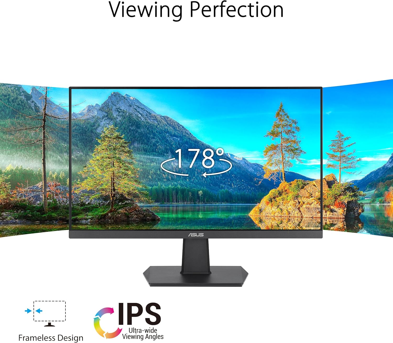 ASUS 24” (23.8-inch viewable) 1080P Eye Care Monitor (VA24EHF) - IPS, Full HD, Frameless, 100Hz, 1ms, Adaptive-Sync, for Working and Gaming, Low Blue Light, HDMI, VESA Mountable, Tilt (Certified Refurbished)